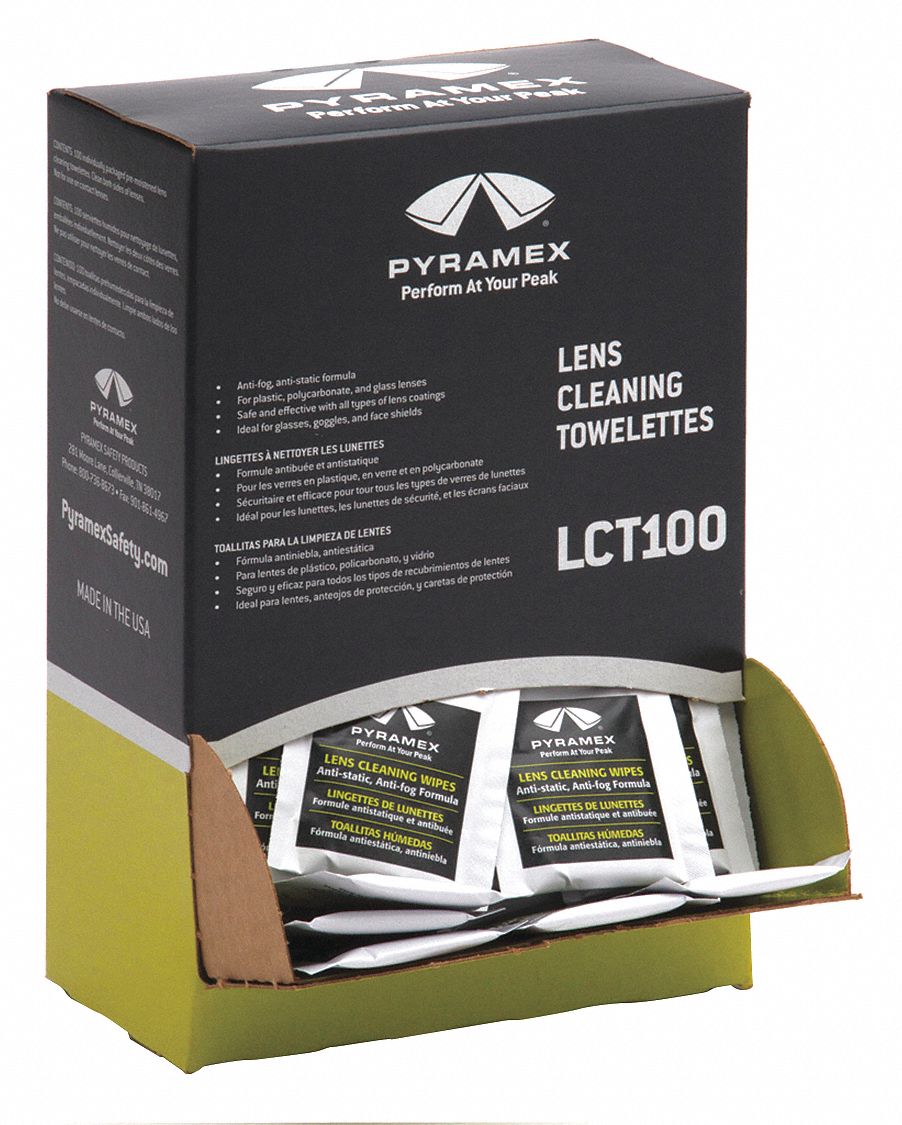 LENS CLEANING TOWELETTES, ANTI-FOG, 5 X 8 IN, FOR ALL LENS COATINGS, 100-PK