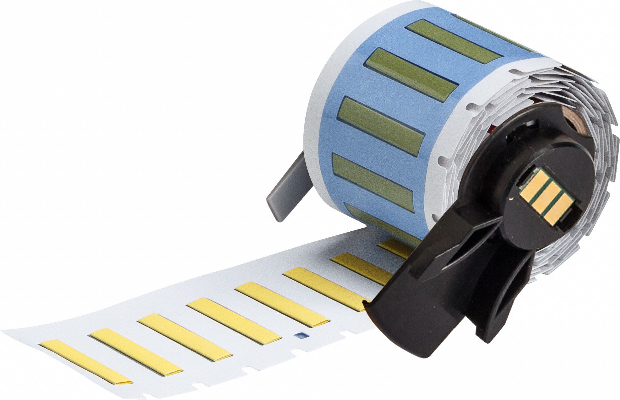 Sleeve Label: 1 in x 3/16 in, Polyolefin, Yellow (Matte), For 20 AWG to 28 AWG Wire Gauge