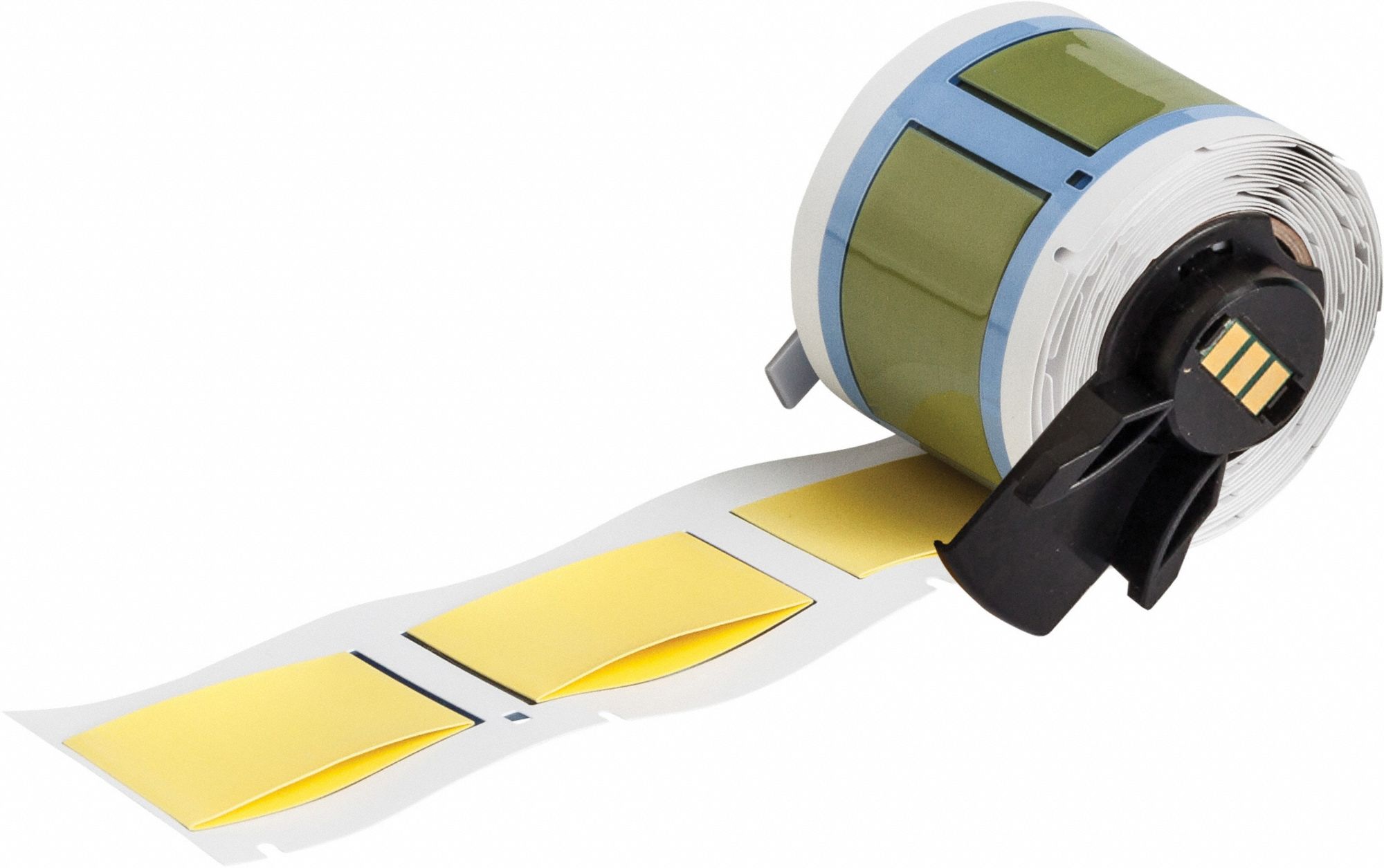 Sleeve Label: 1 in x 1 21/32 in, Polyvinylidene, Yellow (Matte), For 500 kcmil to 0 AWG Wire Gauge