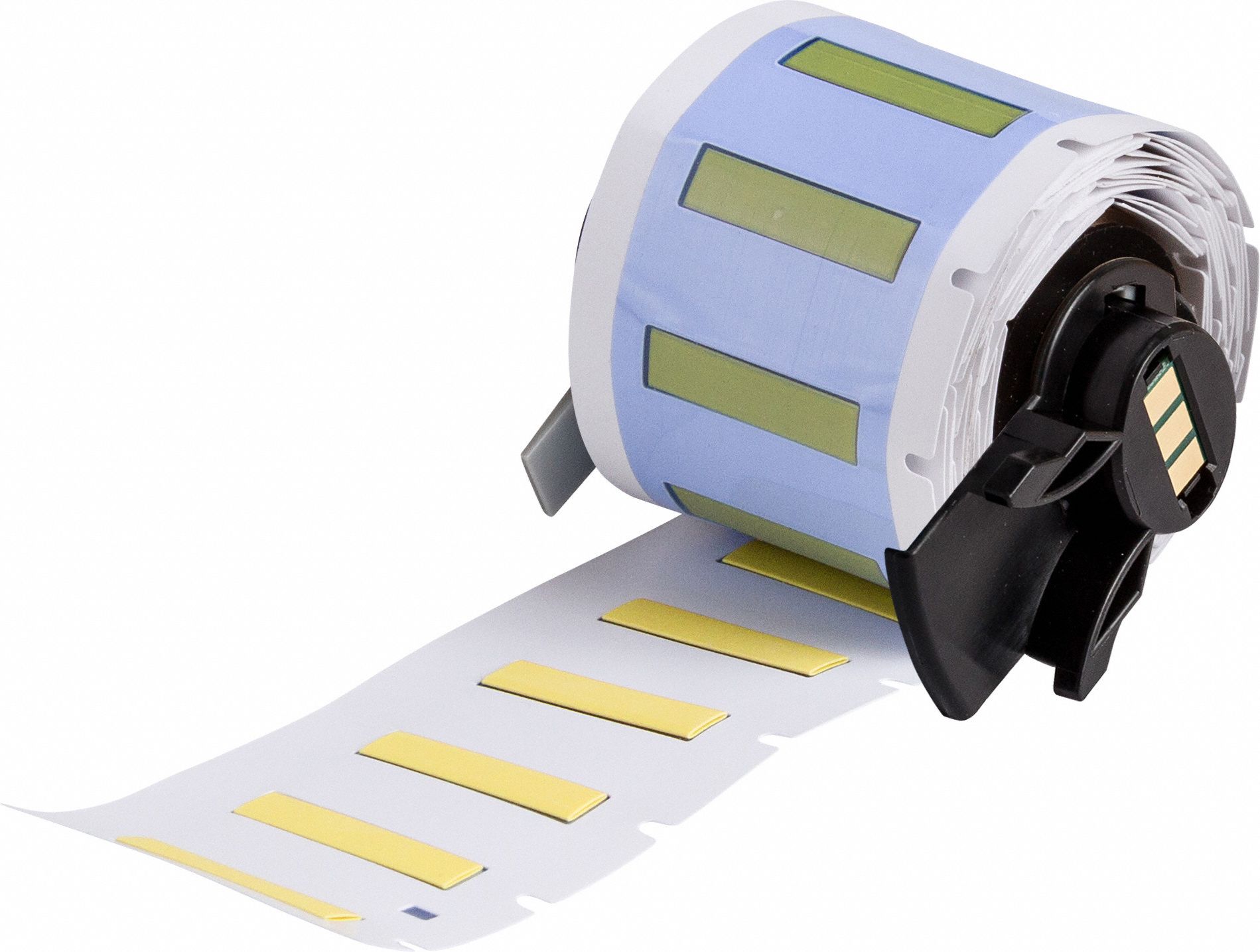 Sleeve Label: 1 in x 1/4 in, Polyolefin, Yellow (Matte), For 16 AWG to 22 AWG Wire Gauge