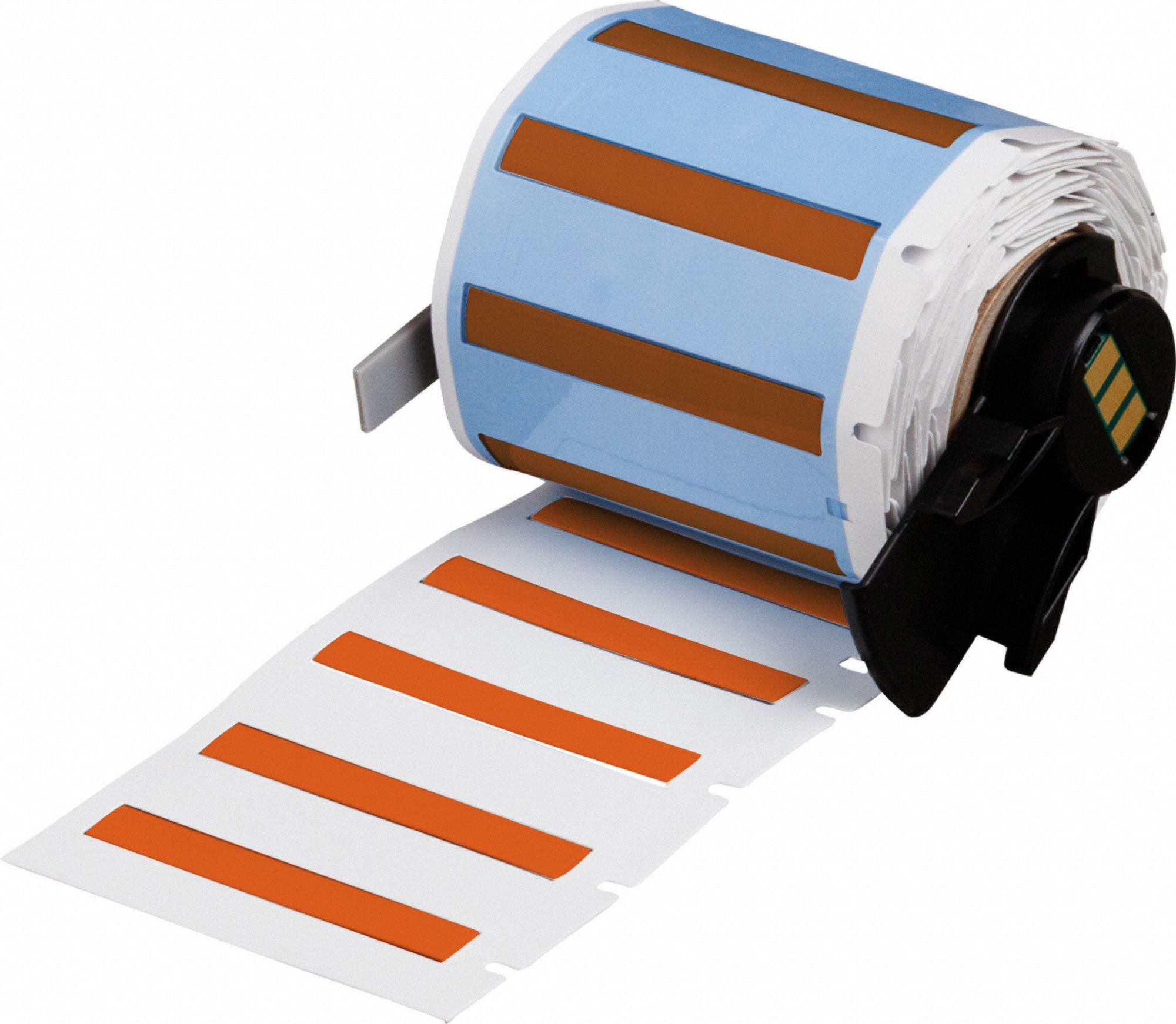 Sleeve Label: 1 3/4 in x 1/4 in, Polyolefin, Orange (Matte), For 16 AWG to 22 AWG Wire Gauge