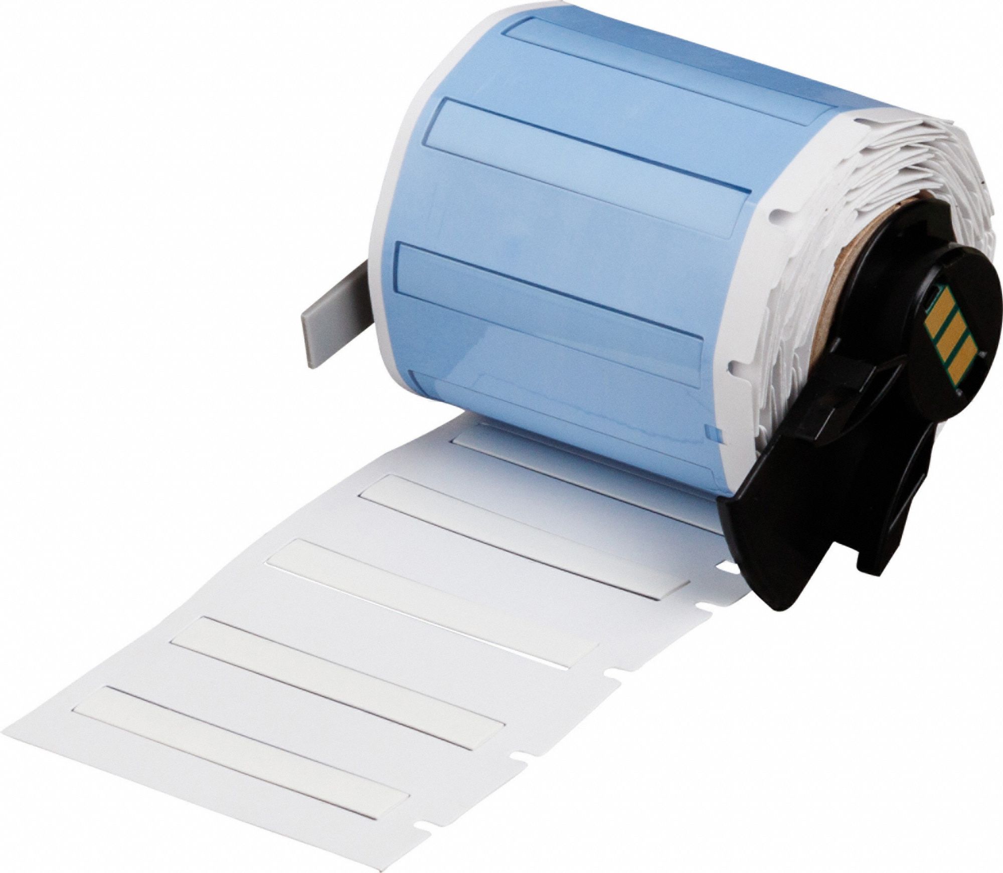 Sleeve Label: 1 3/4 in x 1/4 in, Polyolefin, White (Matte), For 16 AWG to 22 AWG Wire Gauge