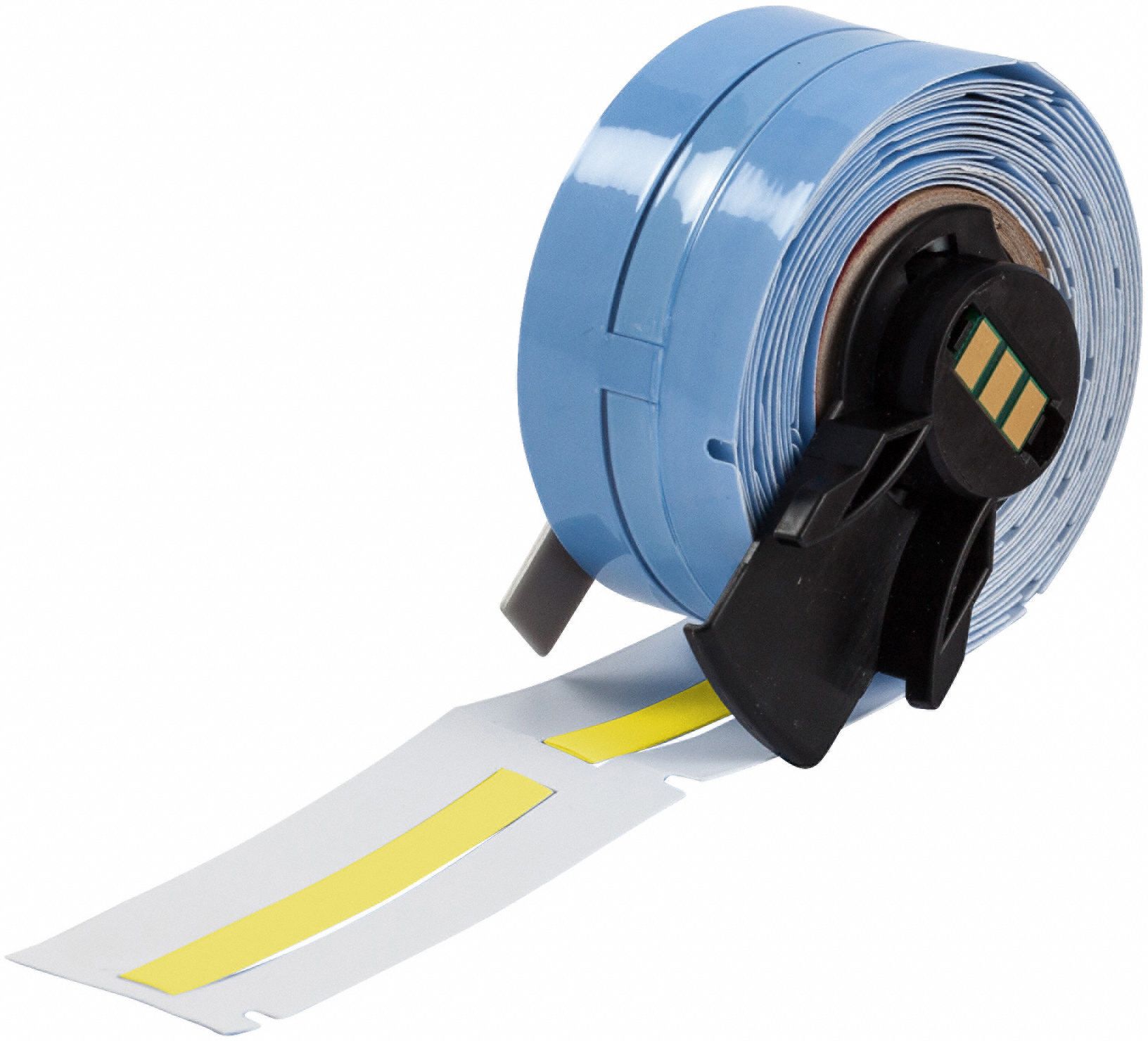 Sleeve Label: 2 in x 1/4 in, Polyolefin, Yellow (Matte), For 16 AWG to 22 AWG Wire Gauge