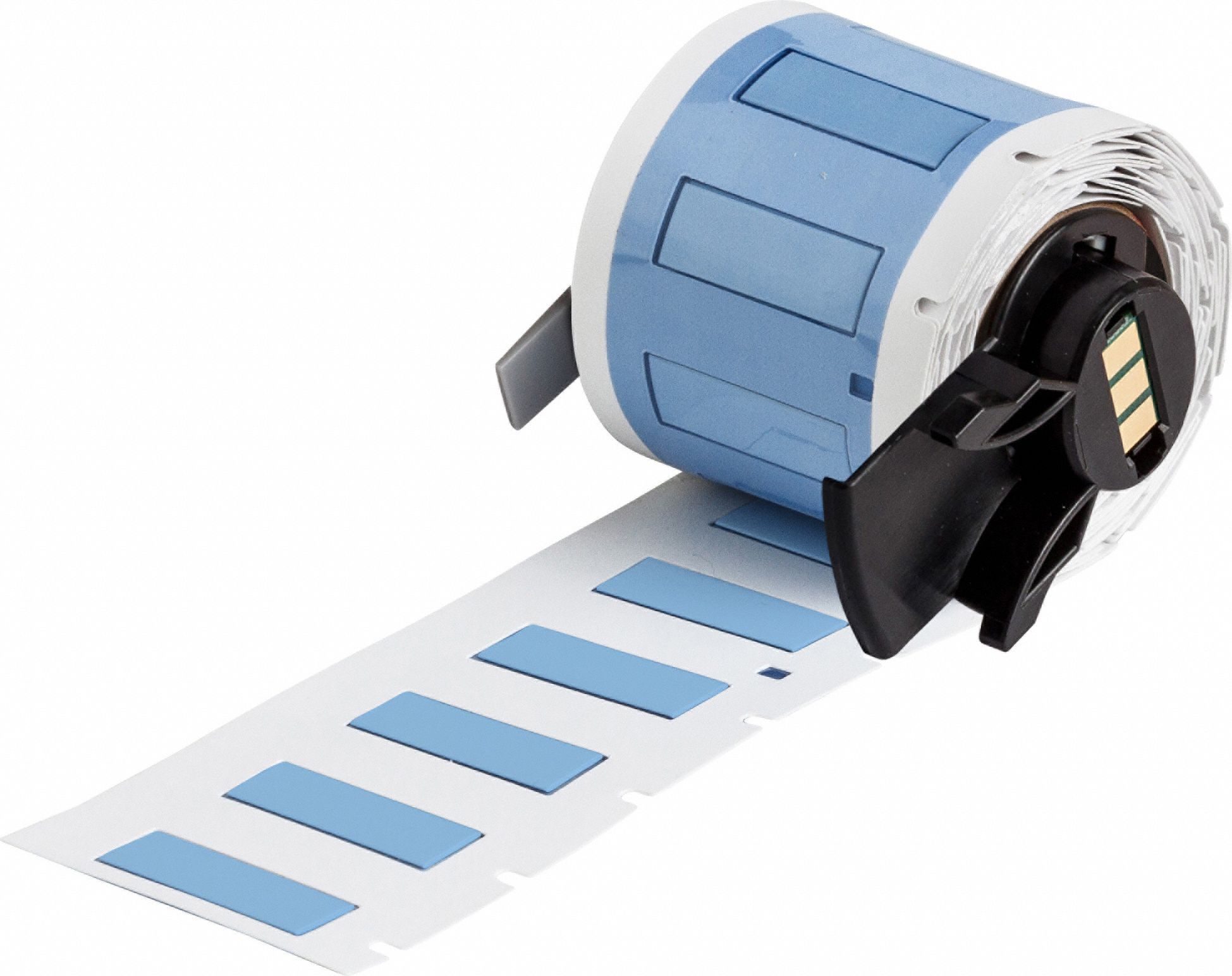 Sleeve Label: 1 in x 11/32 in, Polyolefin, Blue (Matte), For 10 AWG to 20 AWG Wire Gauge