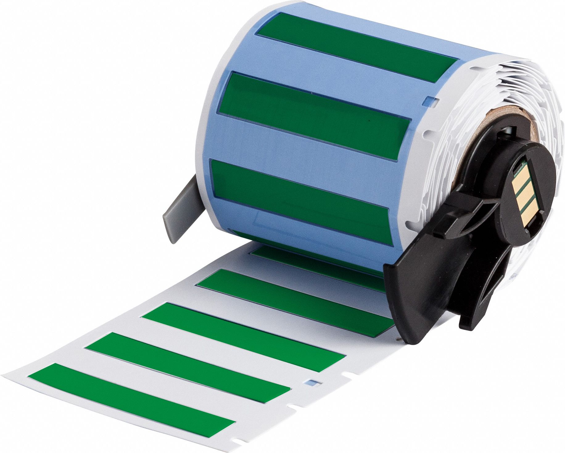 Sleeve Label: 1 3/4 in x 11/32 in, Polyolefin, Green (Matte), For 10 AWG to 20 AWG Wire Gauge