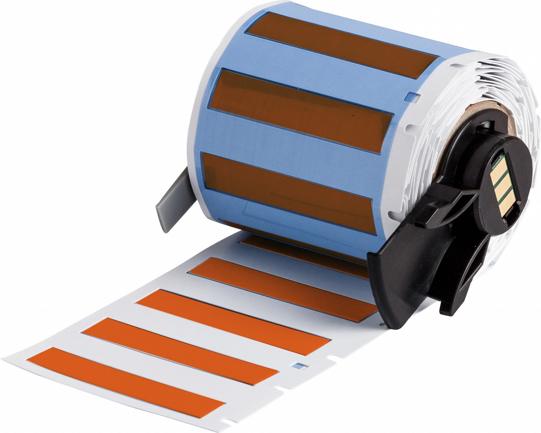 Sleeve Label: 1 3/4 in x 11/32 in, Polyolefin, Orange (Matte), For 10 AWG to 20 AWG Wire Gauge