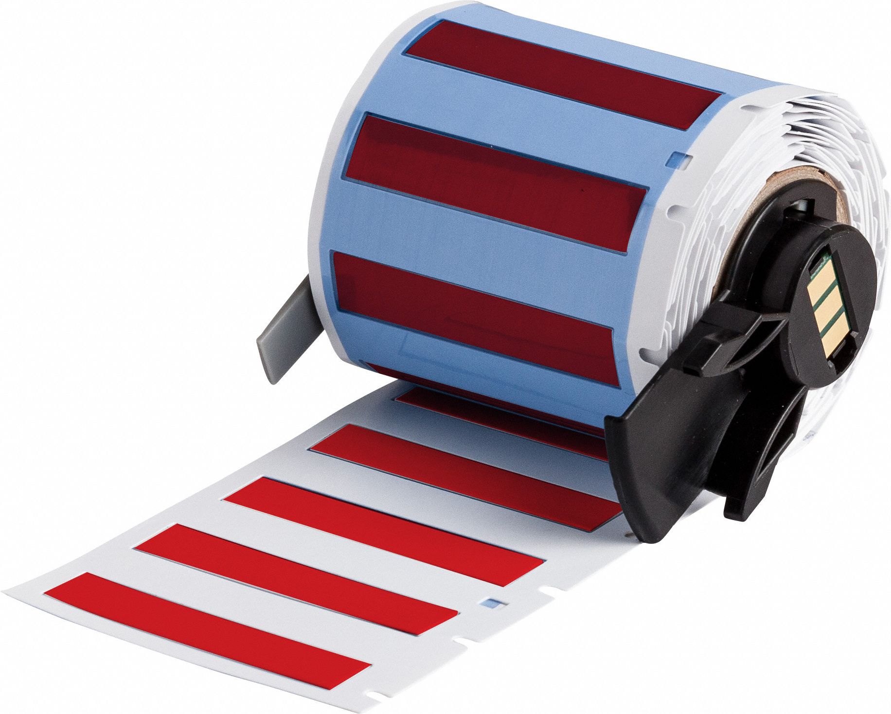 Sleeve Label: 1 3/4 in x 11/32 in, Polyolefin, Red (Matte), For 10 AWG to 20 AWG Wire Gauge