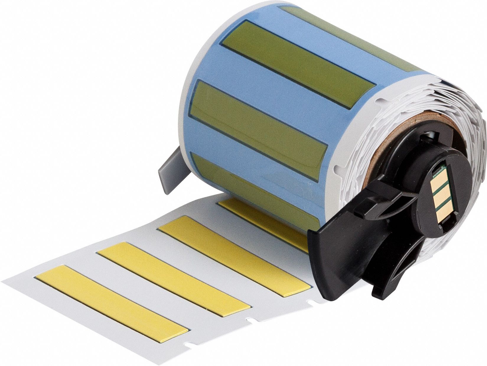 Sleeve Label: 1 3/4 in x 11/32 in, Polyolefin, Yellow (Matte), For 10 AWG to 20 AWG Wire Gauge