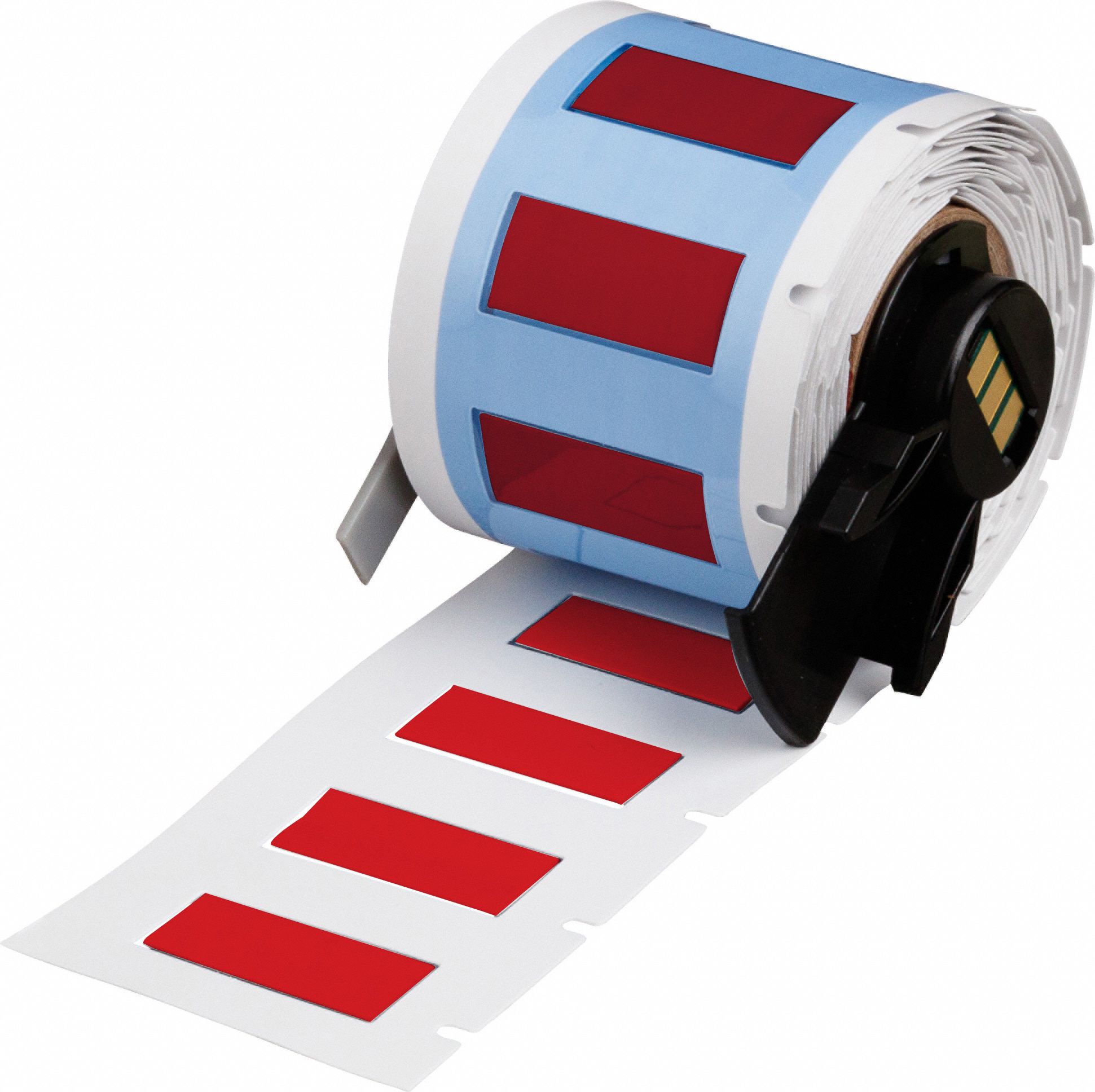 Sleeve Label: 1 in x 7/16 in, Polyolefin, Red (Matte), For 8 AWG to 16 AWG Wire Gauge