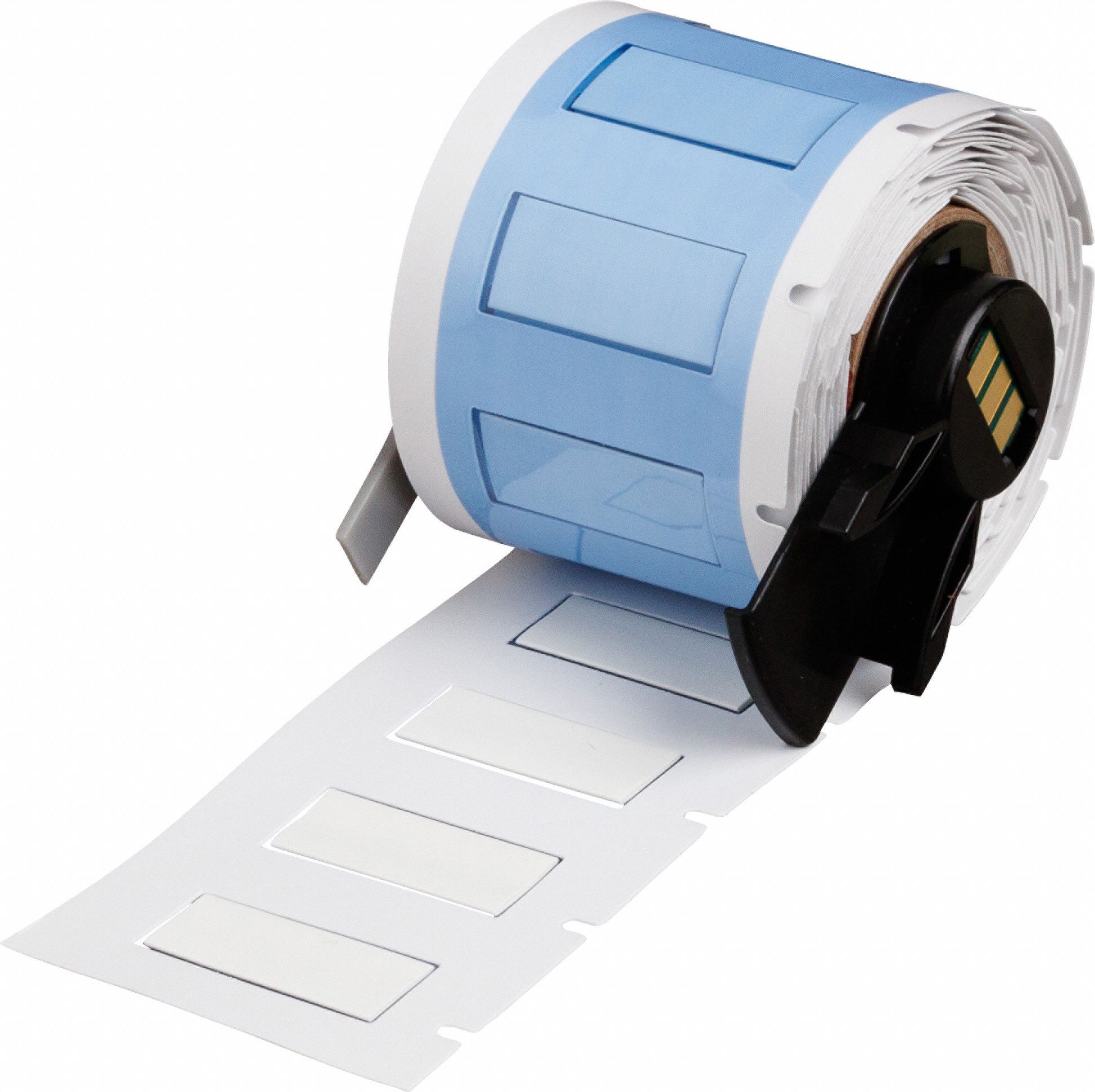 Sleeve Label: 1 in x 7/16 in, Polyolefin, White (Matte), For 8 AWG to 16 AWG Wire Gauge