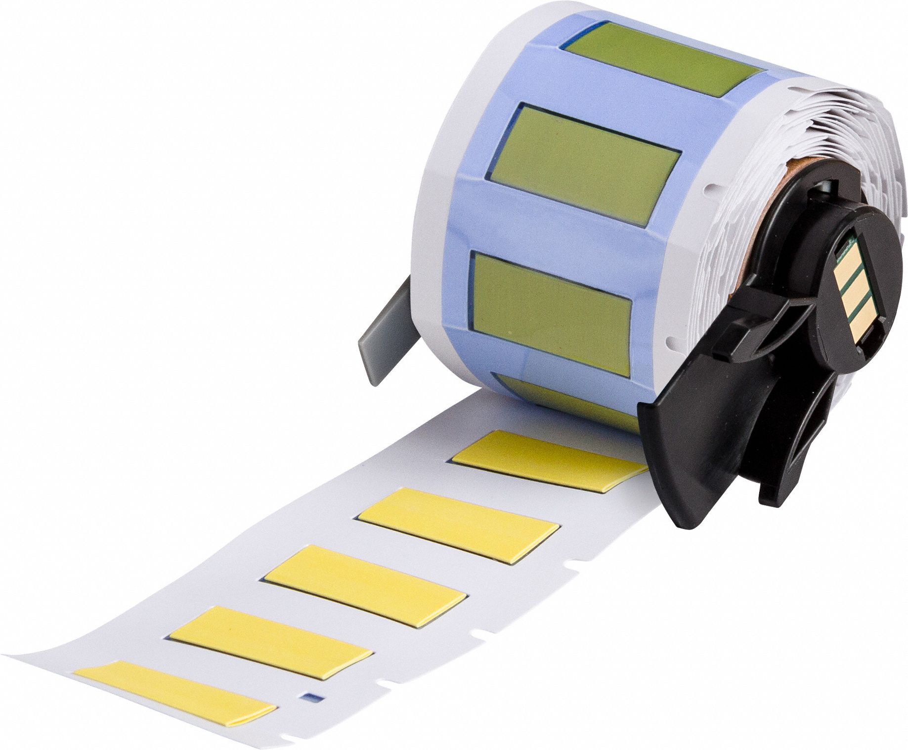 Sleeve Label: 1 in x 7/16 in, Polyolefin, Yellow (Matte), For 8 AWG to 16 AWG Wire Gauge