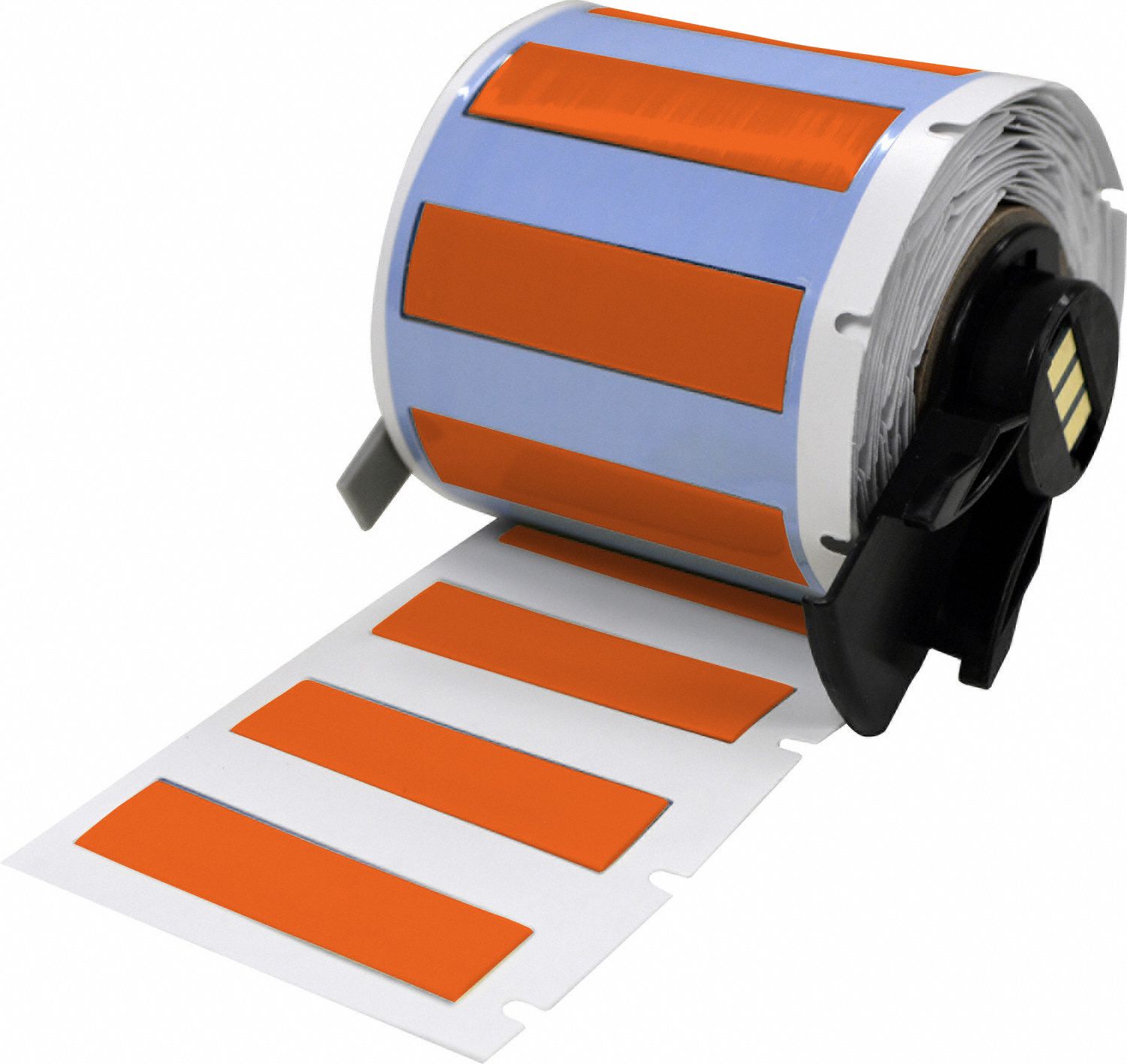 Sleeve Label: 1 3/4 in x 7/16 in, Polyolefin, Orange (Matte), For 8 AWG to 16 AWG Wire Gauge