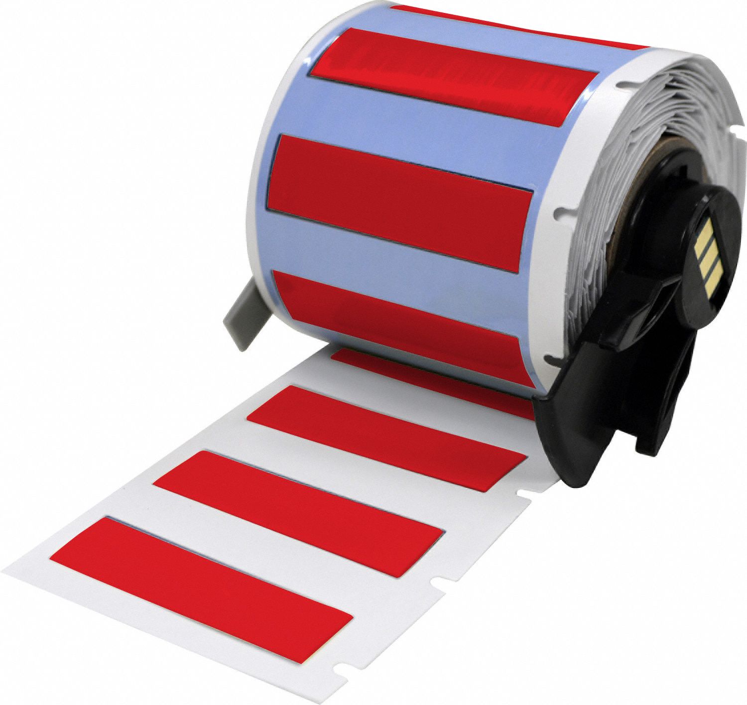 Sleeve Label: 1 3/4 in x 7/16 in, Polyolefin, Red (Matte), For 8 AWG to 16 AWG Wire Gauge