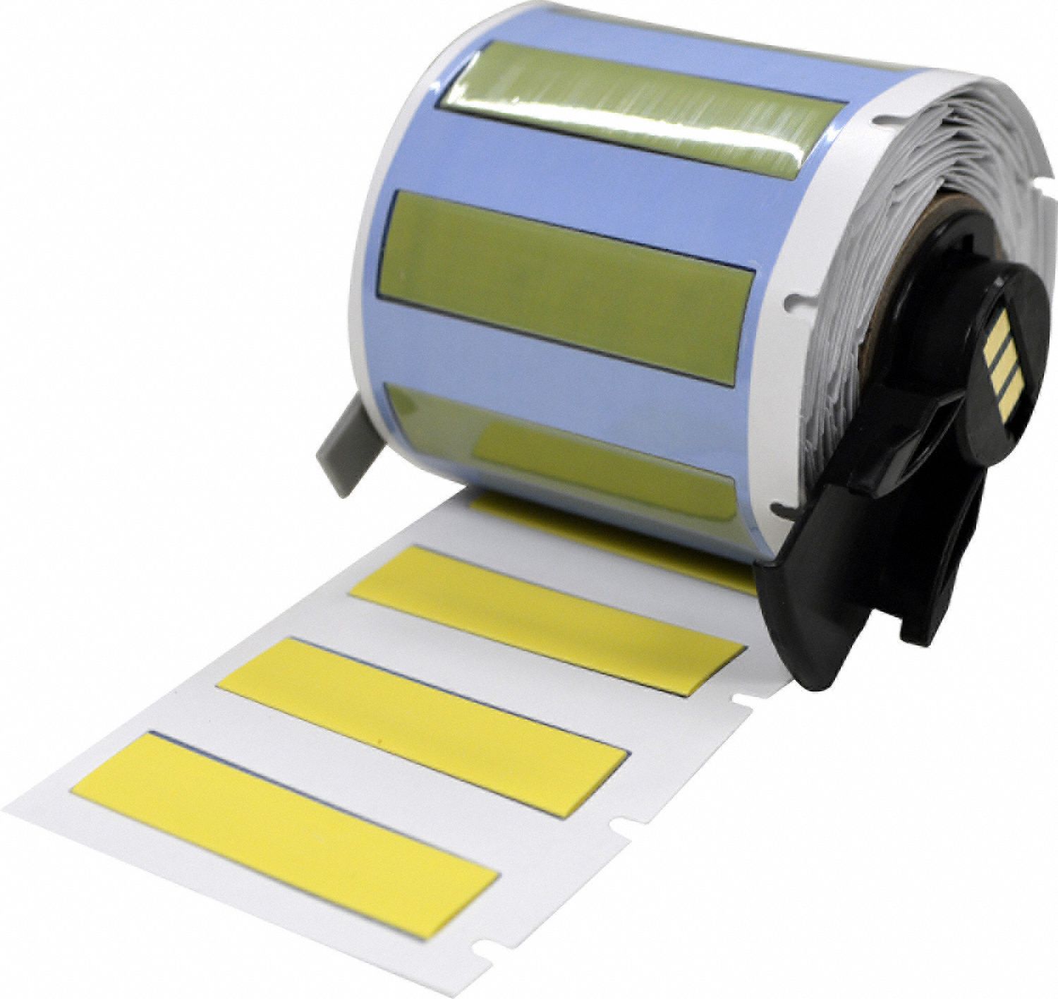 Sleeve Label: 1 3/4 in x 7/16 in, Polyolefin, Yellow (Matte), For 8 AWG to 16 AWG Wire Gauge