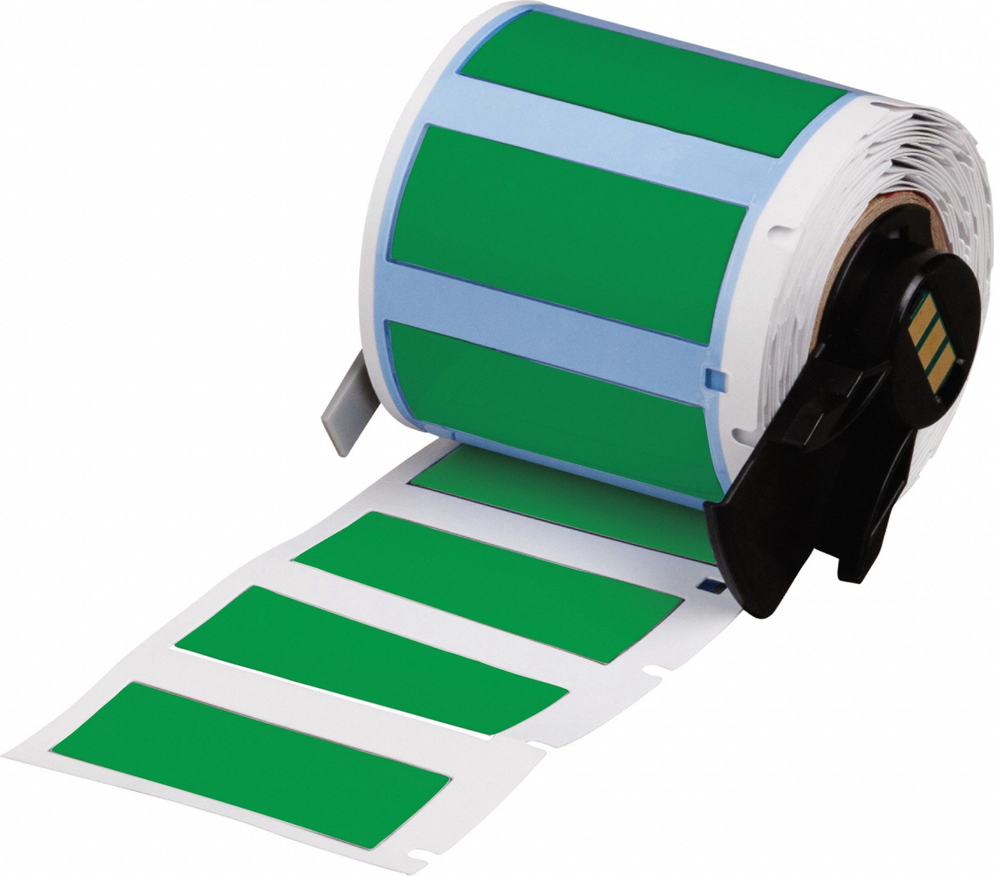 Sleeve Label: 1 3/4 in x 21/32 in, Polyolefin, Green (Matte), For 4 AWG to 12 AWG Wire Gauge