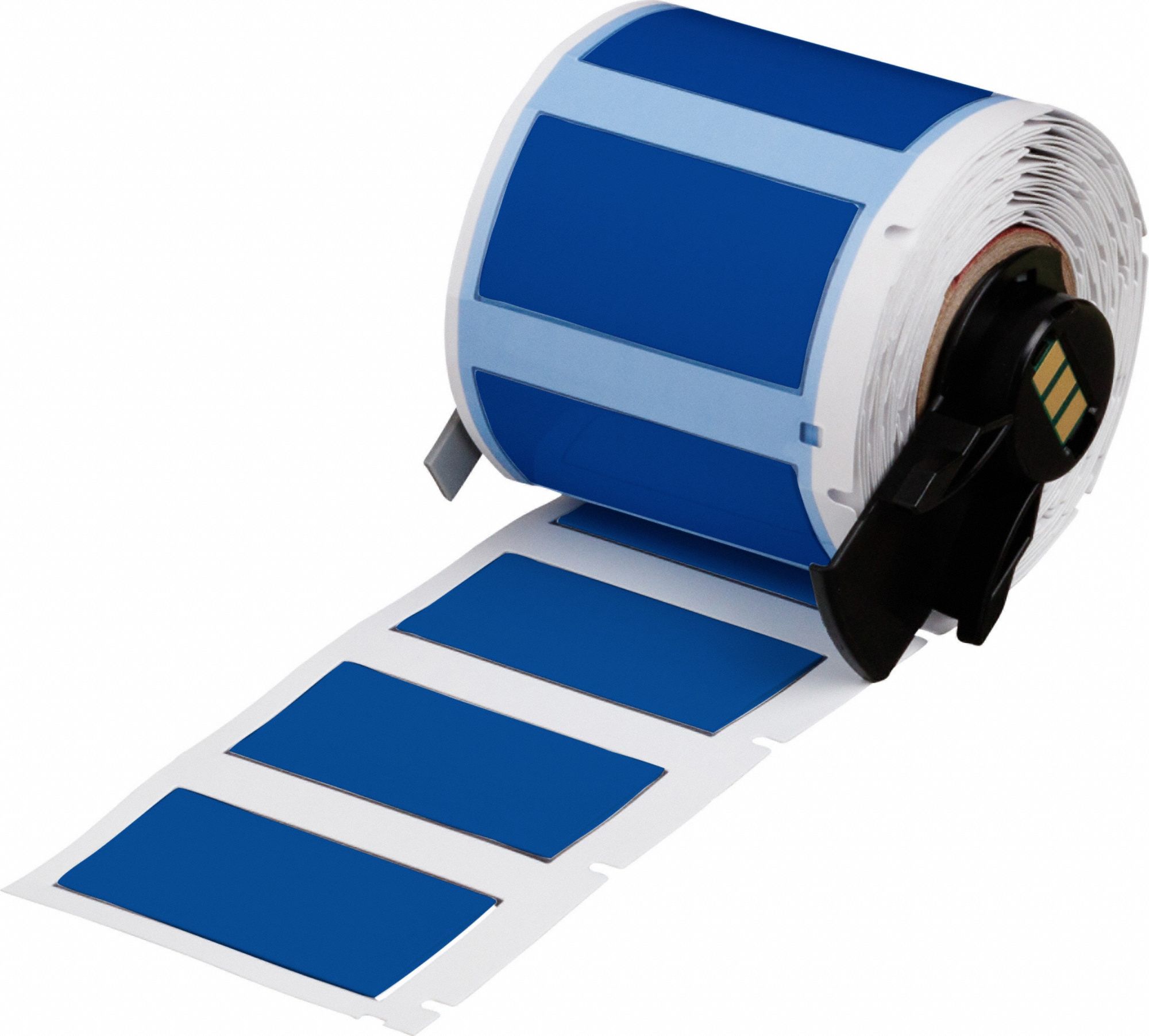 Sleeve Label: 1 3/4 in x 27/32 in, Polyolefin, Blue (Matte), For 1 AWG to 8 AWG Wire Gauge