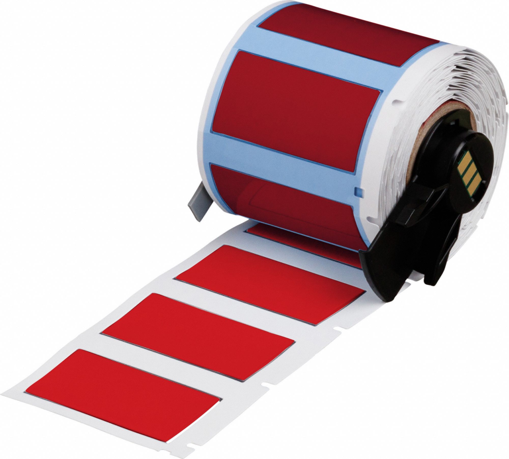 Sleeve Label: 1 3/4 in x 27/32 in, Polyolefin, Red (Matte), For 1 AWG to 8 AWG Wire Gauge