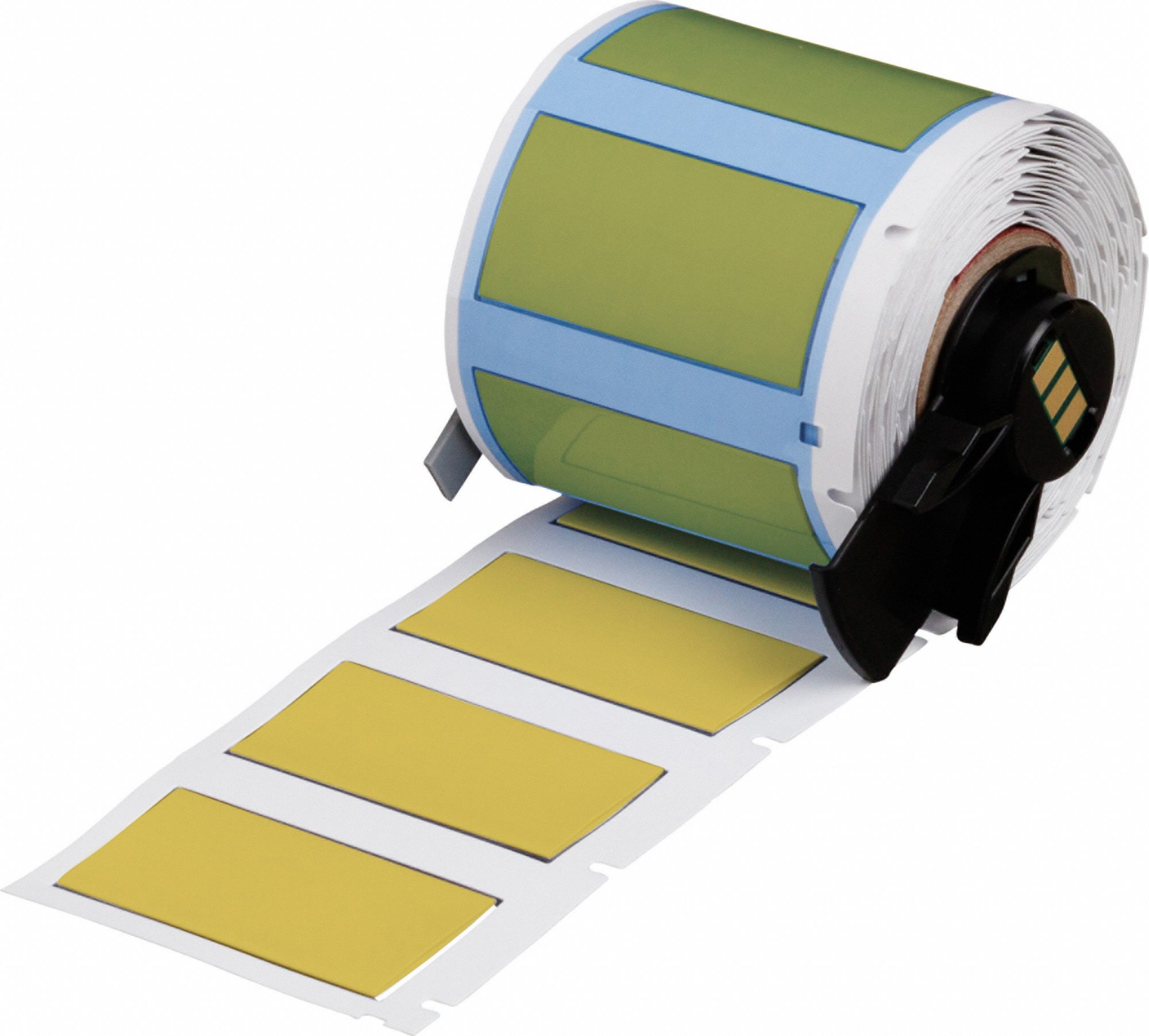 Sleeve Label: 1 3/4 in x 27/32 in, Polyolefin, Yellow (Matte), For 1 AWG to 8 AWG Wire Gauge