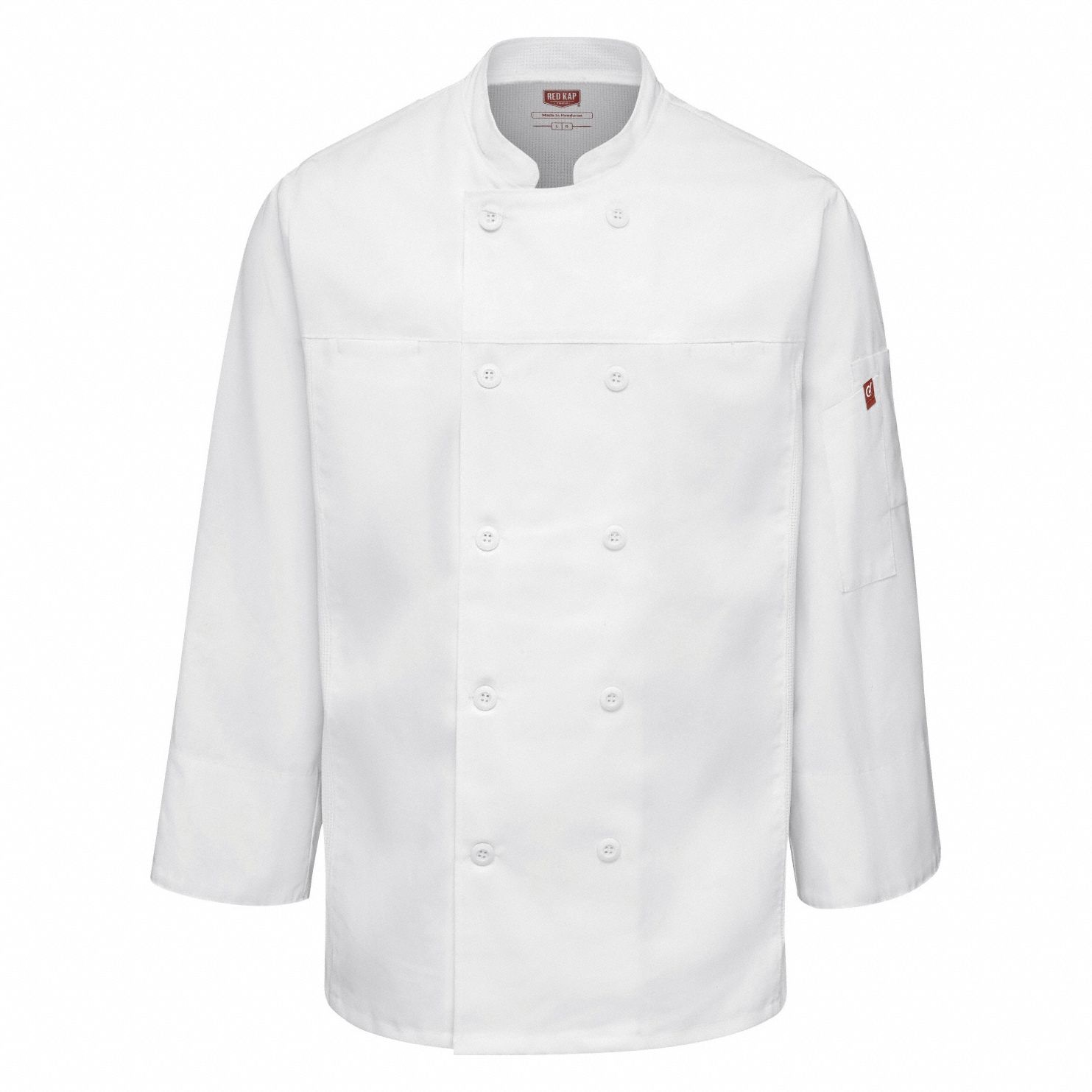 Chef Coat: Men's, 2XL, Long Sleeve, White, 4 Pockets, Button