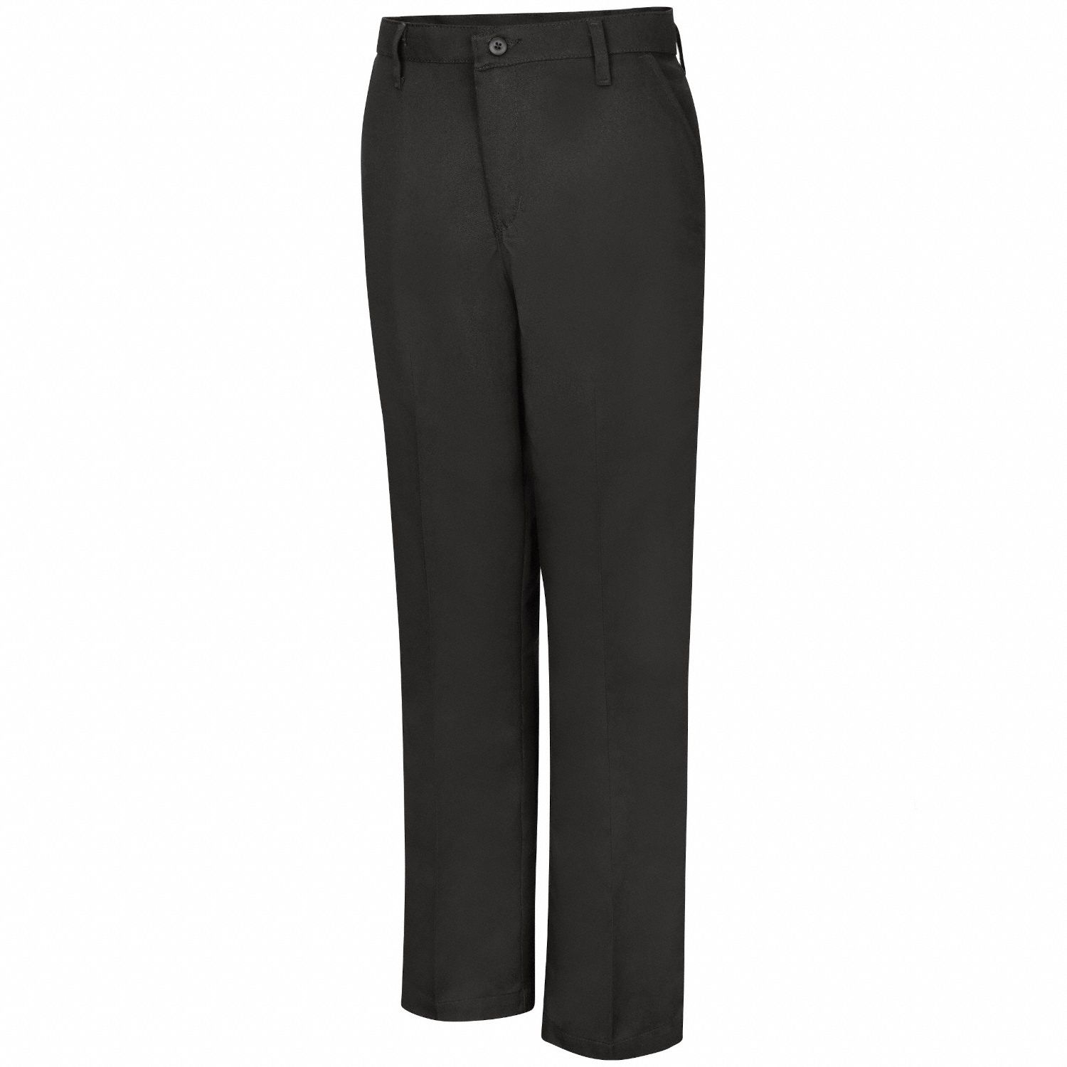 Women's Pants: Adj Waistband, 23 1/2 in to 24 in Waistband Size, Unhemmed Leg, Black, Button