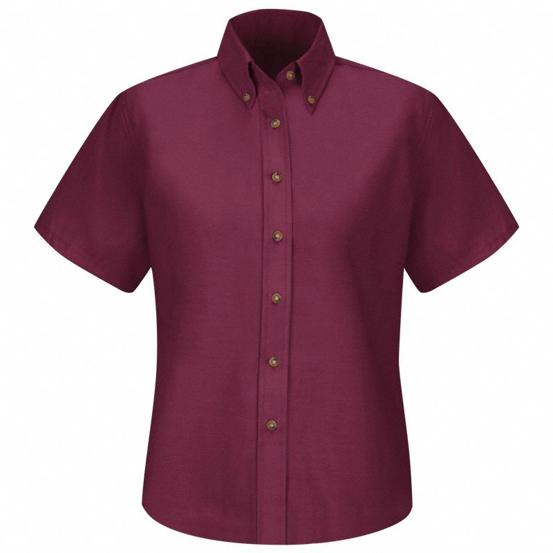 Wms Ss Button Down Poplin Shirt-By: Women's, Dress, Burgundy, 2XL ( 24 ), Regular, 20 1/2 in