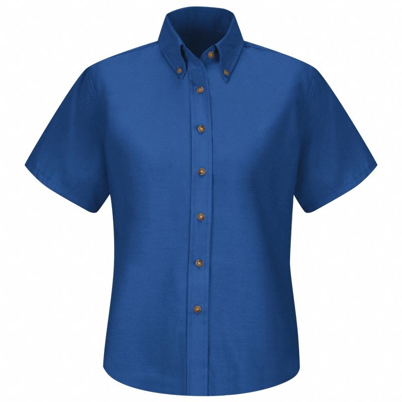 Wms Ss Button Down Poplin Shirt-Rb: Women's, Dress, Blue, 2XL ( 24 ), Regular, Short Sleeve