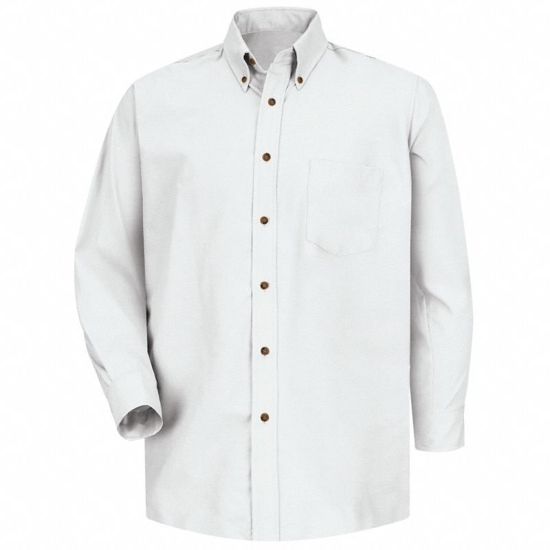Mns Ls Button Down Poplin Shirt-Wh, 2XL: Men's, Long Sleeve, Tall, 18 1/2 in Neck Size, White