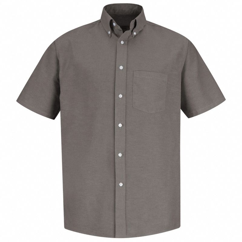 Mens Gray Ss Dress Shirt 60/40: Men's, Short Sleeve, Regular, 17 1/2 in Neck Size, Gray