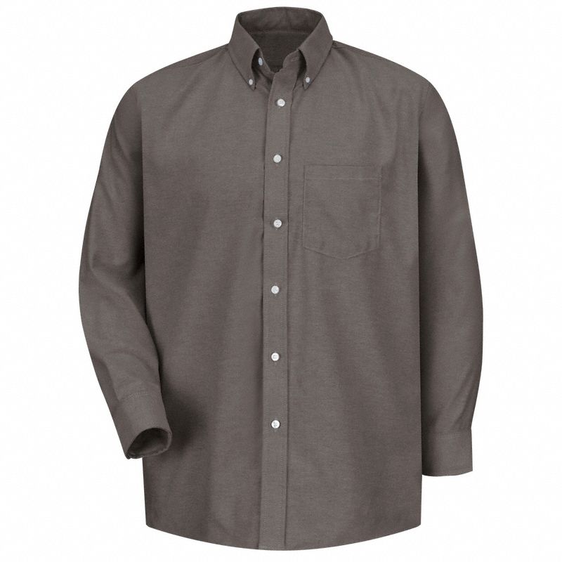 Mens Gray Ls Dress Shirt 60/40: Men's, Long Sleeve, Regular, 15 1/2 in Neck Size, Gray