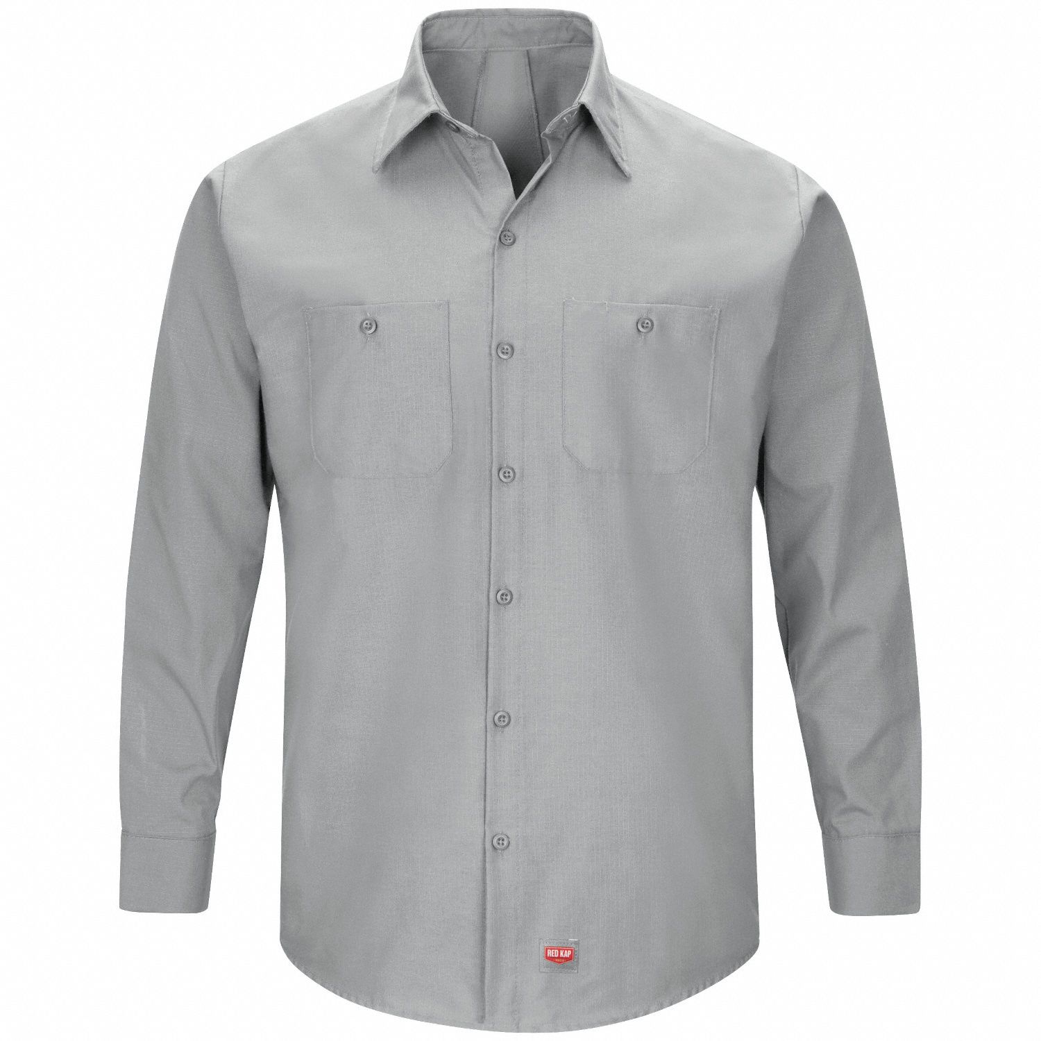 Work Shirt: Men's, 2XL, Gray, Ripstop Fabric, Long Sleeve Sleeve, Long, 2 Pockets, Button