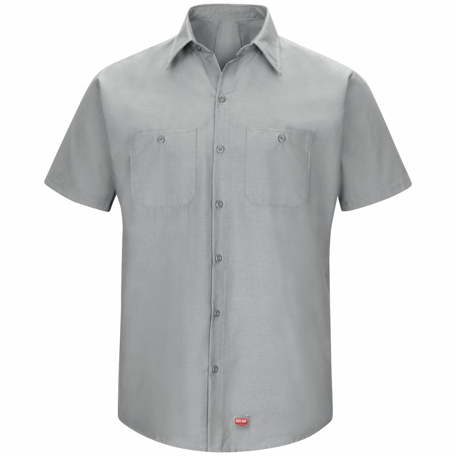 Work Shirt: Men's, 2XL, Gray, Ripstop Fabric, Short Sleeve Sleeve, Long, 2 Pockets, Button