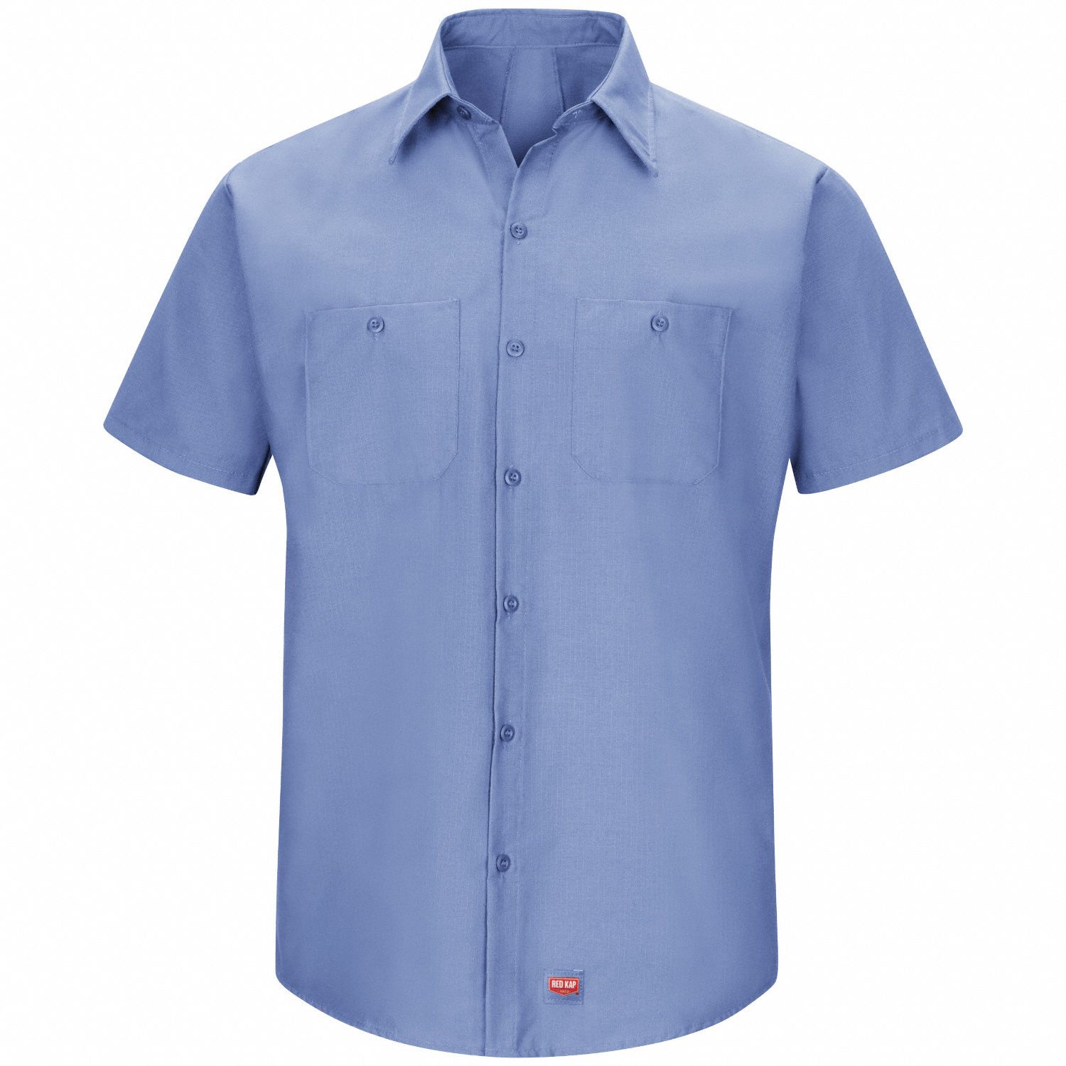 Work Shirt: Men's, 2XL, Light Blue, Ripstop Fabric, Short Sleeve Sleeve, Long, 2 Pockets