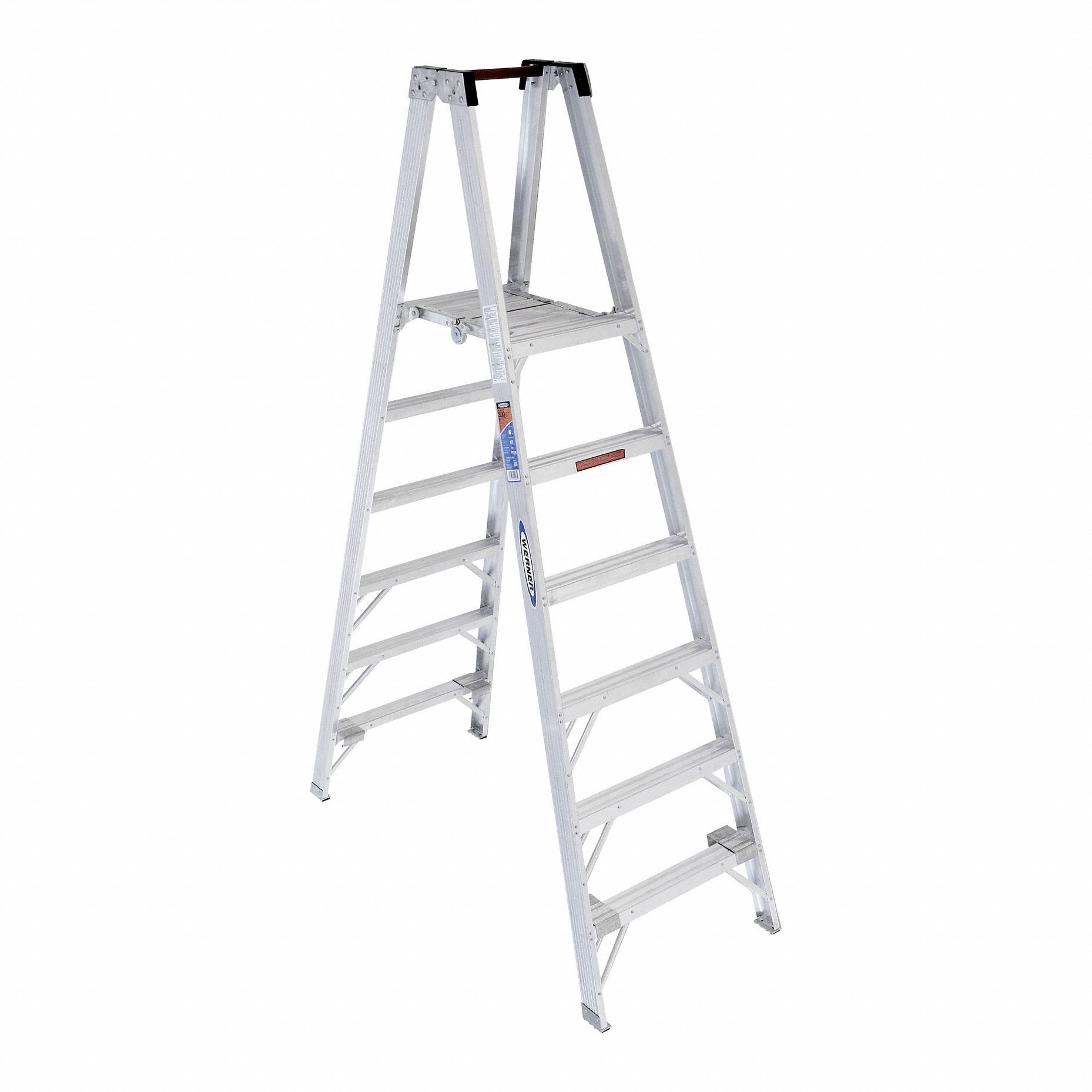 Twin Platform Stepladder: 6 ft Ladder Size, Aluminum, 300 lb Load Capacity, 36 lb Wt