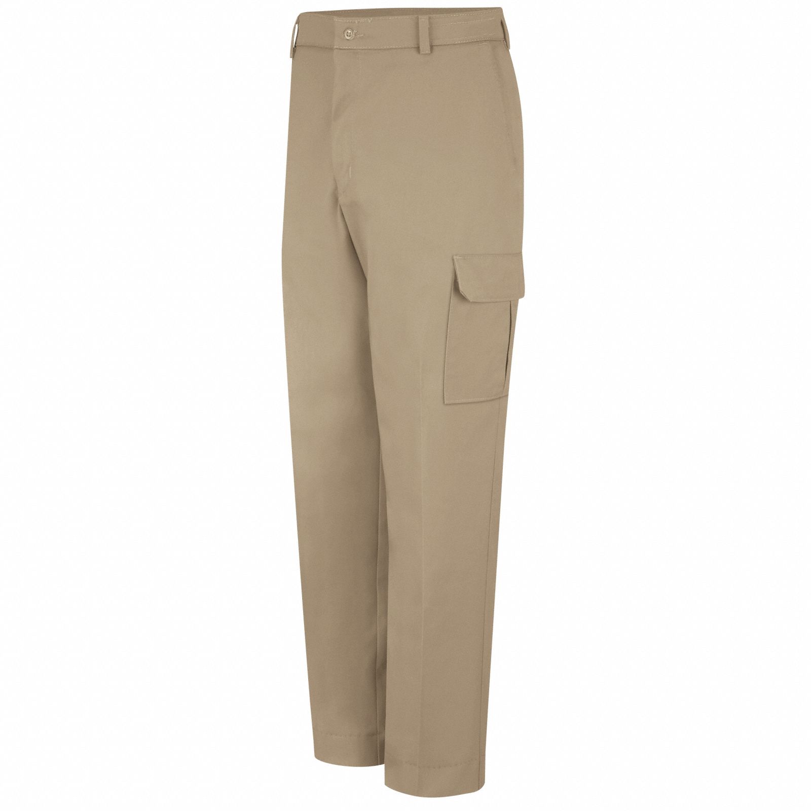 Work Pants: Men's, Cargo Pants, ( 50 in x 34 in ), Khaki, Cotton/Polyester, Buttons, Zipper