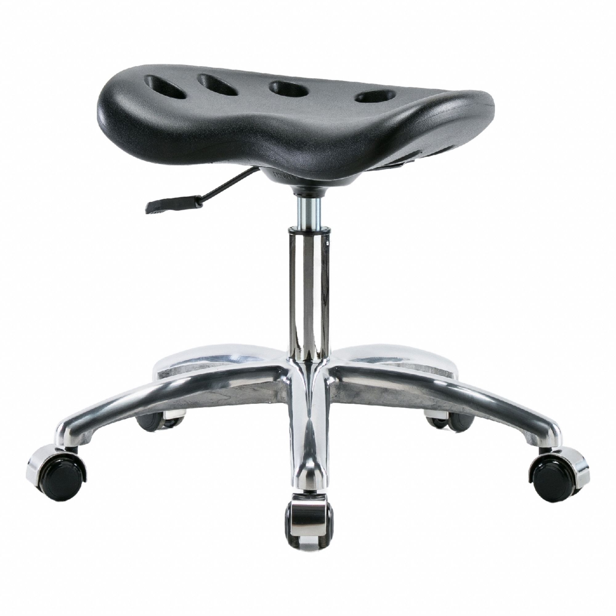 Tractor Stool: Polyurethane, Ht Range 17 in to 22 in, 17 in Seat Wd, 14 in Seat Dp, 0 Glides, Black