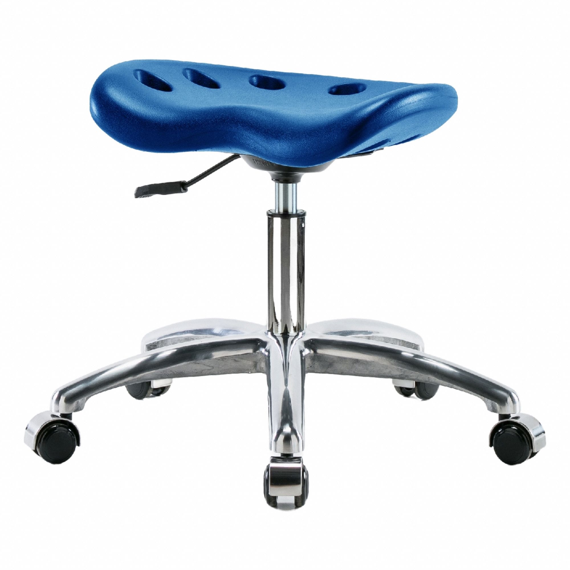 Tractor Stool: Polyurethane, Ht Range 17 in to 22 in, 17 in Seat Wd, 14 in Seat Dp, 0 Glides, Blue