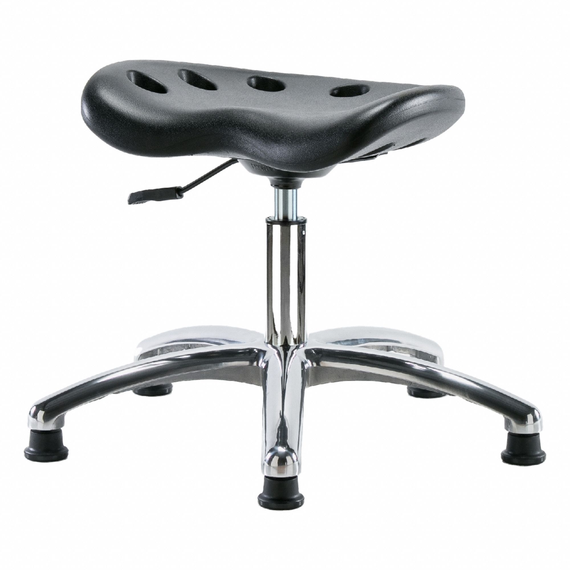 Tractor Stool: Polyurethane, Ht Range 17 in to 22 in, 17 in Seat Wd, 14 in Seat Dp, 5 Glides, Black