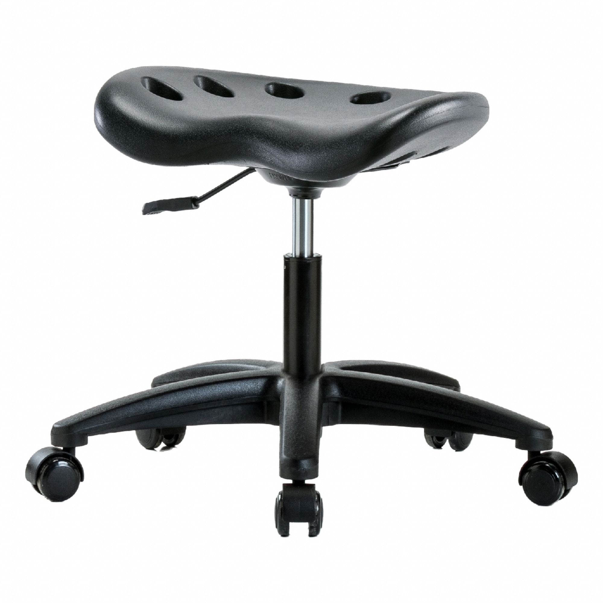 Tractor Stool: Polyurethane, Ht Range 16 in to 21 in, 17 in Seat Wd, 14 in Seat Dp, 0 Glides, Black
