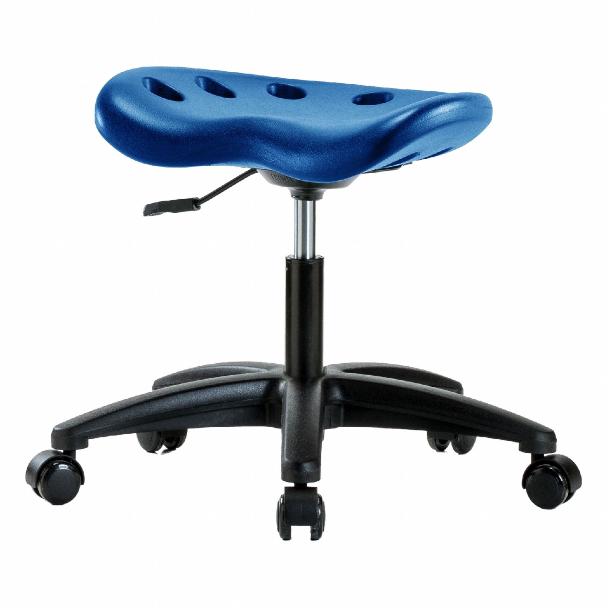 Tractor Stool: Polyurethane, Ht Range 16 in to 21 in, 17 in Seat Wd, 14 in Seat Dp, 0 Glides, Blue