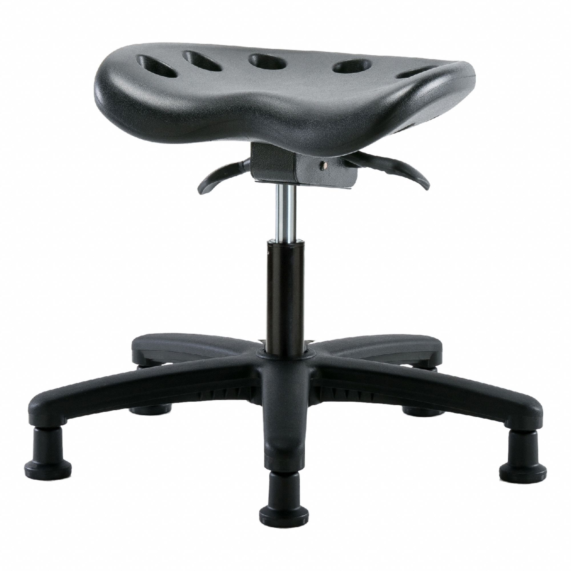 Tractor Stool: Polyurethane, Ht Range 16 1/2 in to 21 1/2 in, 17 in Seat Wd, 14 in Seat Dp, 5 Glides