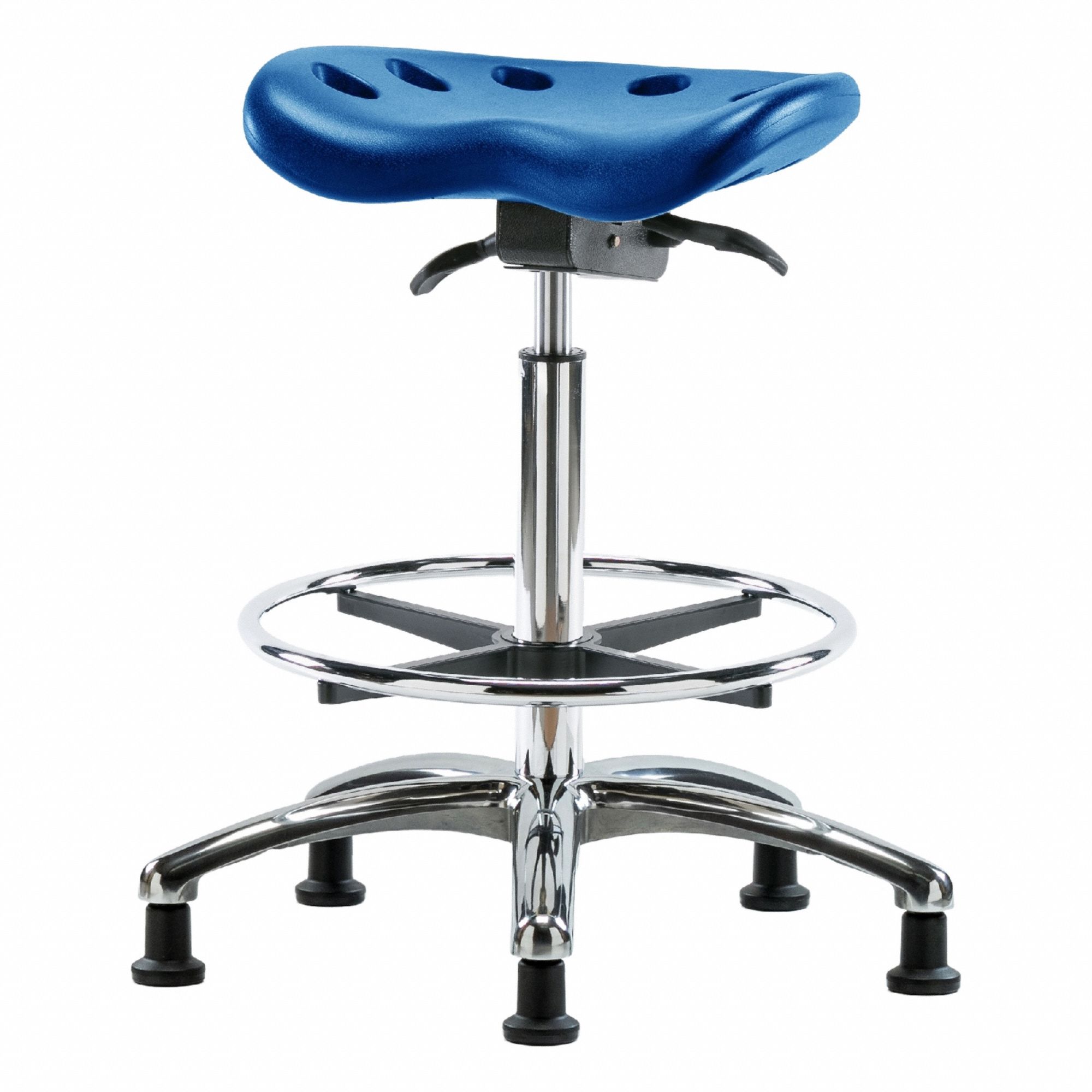 Tractor Stool: Polyurethane, Ht Range 23 in to 33 1/2 in, 17 in Seat Wd, 14 in Seat Dp, 5 Glides