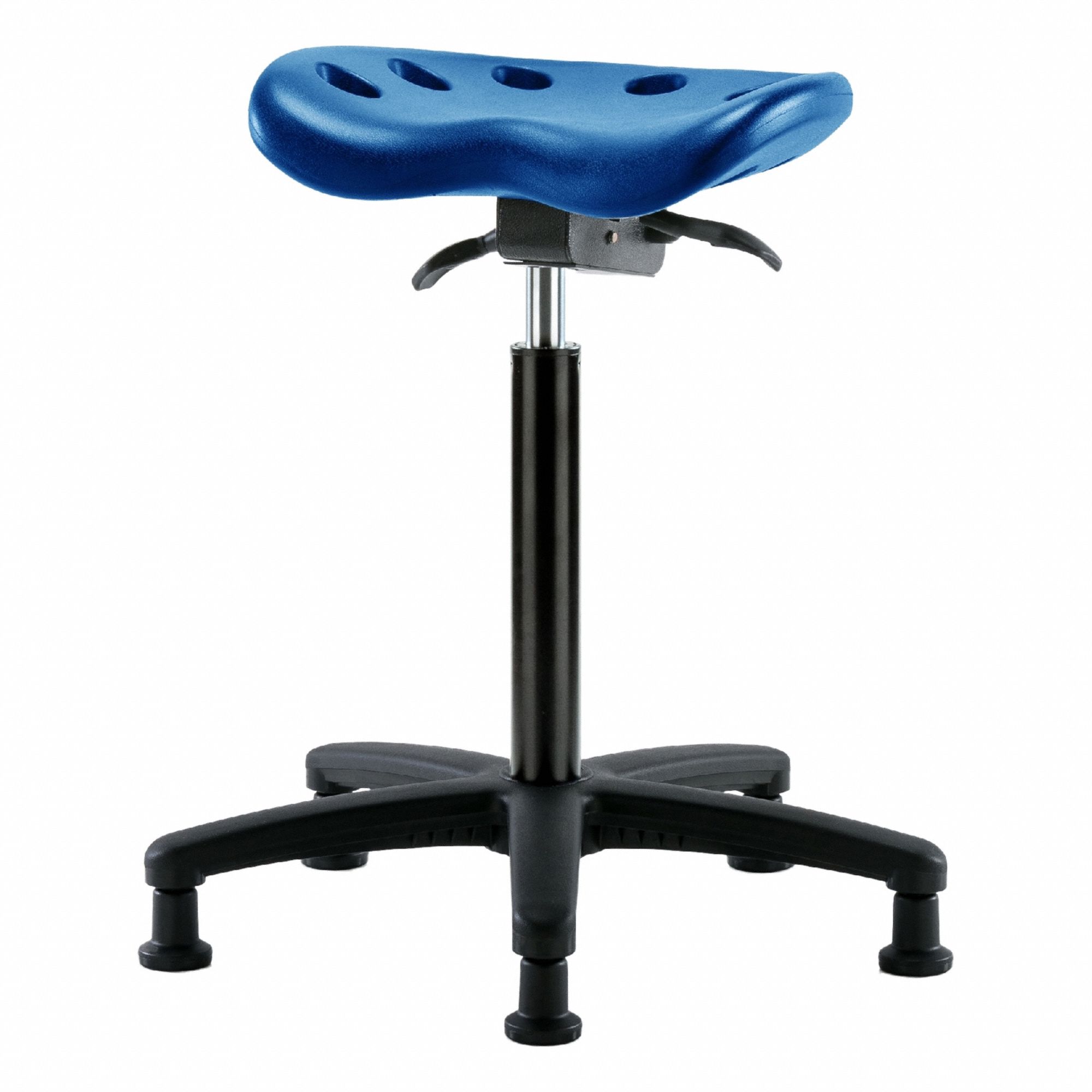 Tractor Stool: Polyurethane, Ht Range 22 1/2 in to 32 in, 17 in Seat Wd, 14 in Seat Dp, 5 Glides
