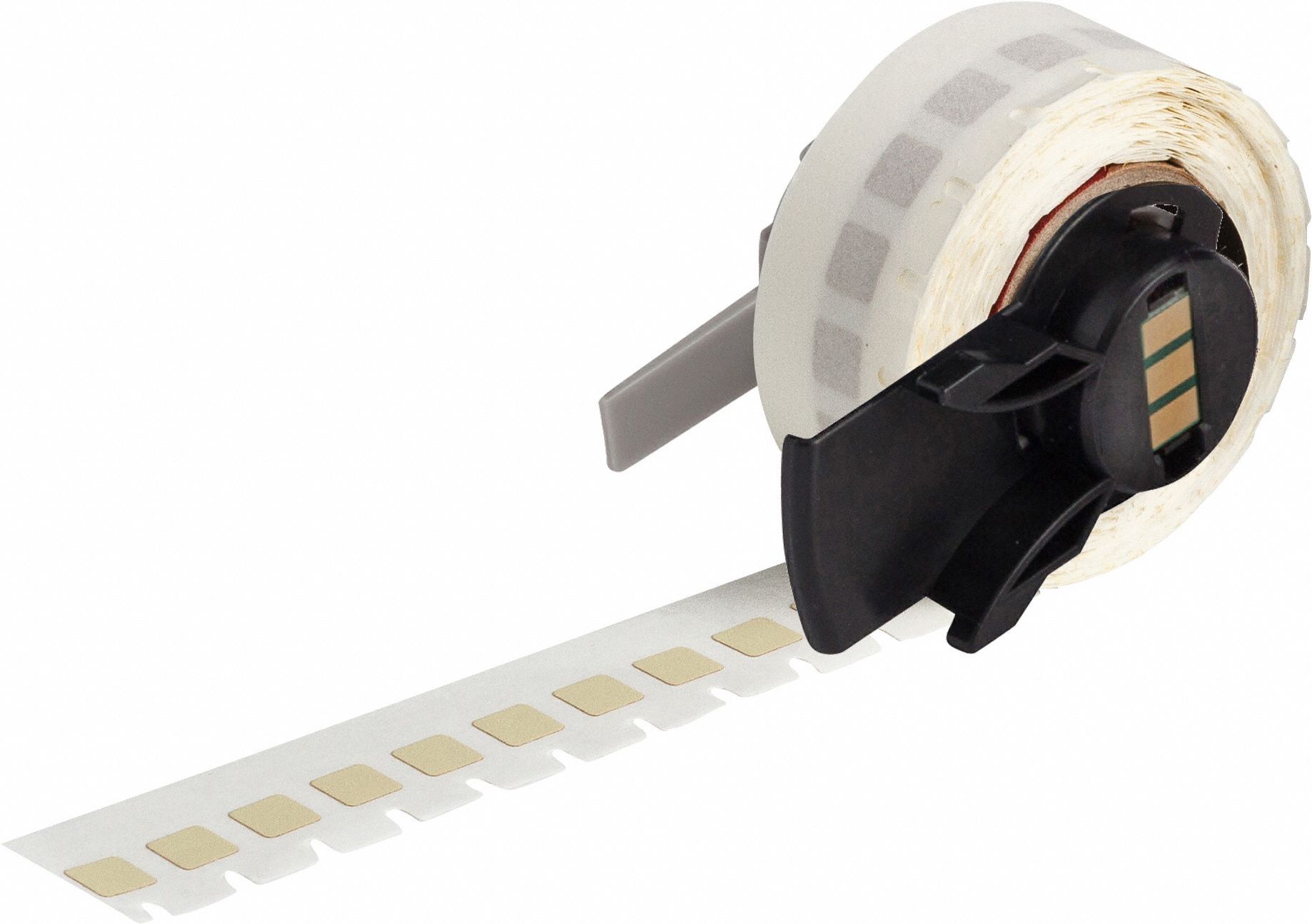 Pre-Cut Label Stock Roll: 1/4 in x 1/4 in, 1/4 in x 1/4 in, Polyimide, Permanent Adhesive