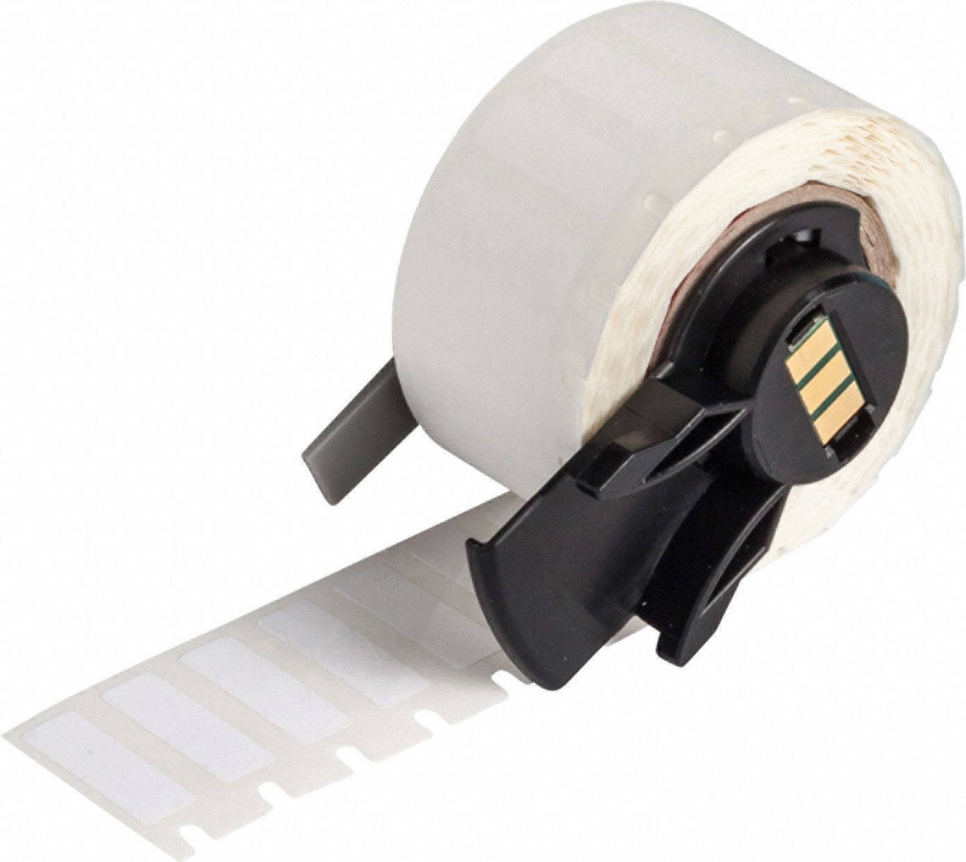 Pre-Cut Label Stock Roll: 1/4 in x 3/4 in, Acrylic, Aggressive Adhesive/Permanent Adhesive