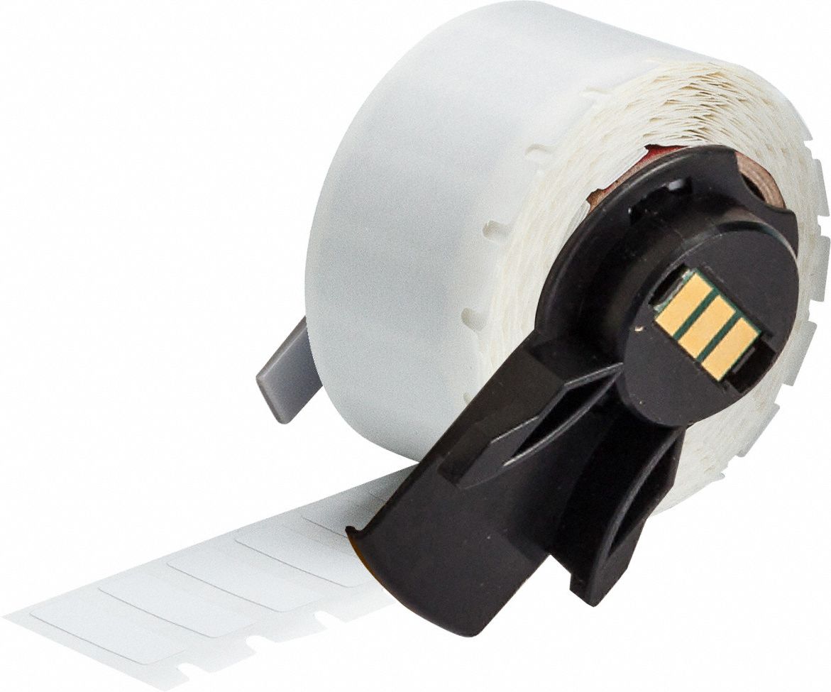 Wraparound Label: 1/4 in x 3/4 in, Polyvinyl Fluoride, Black on White, For 0.2 in Wire Dia