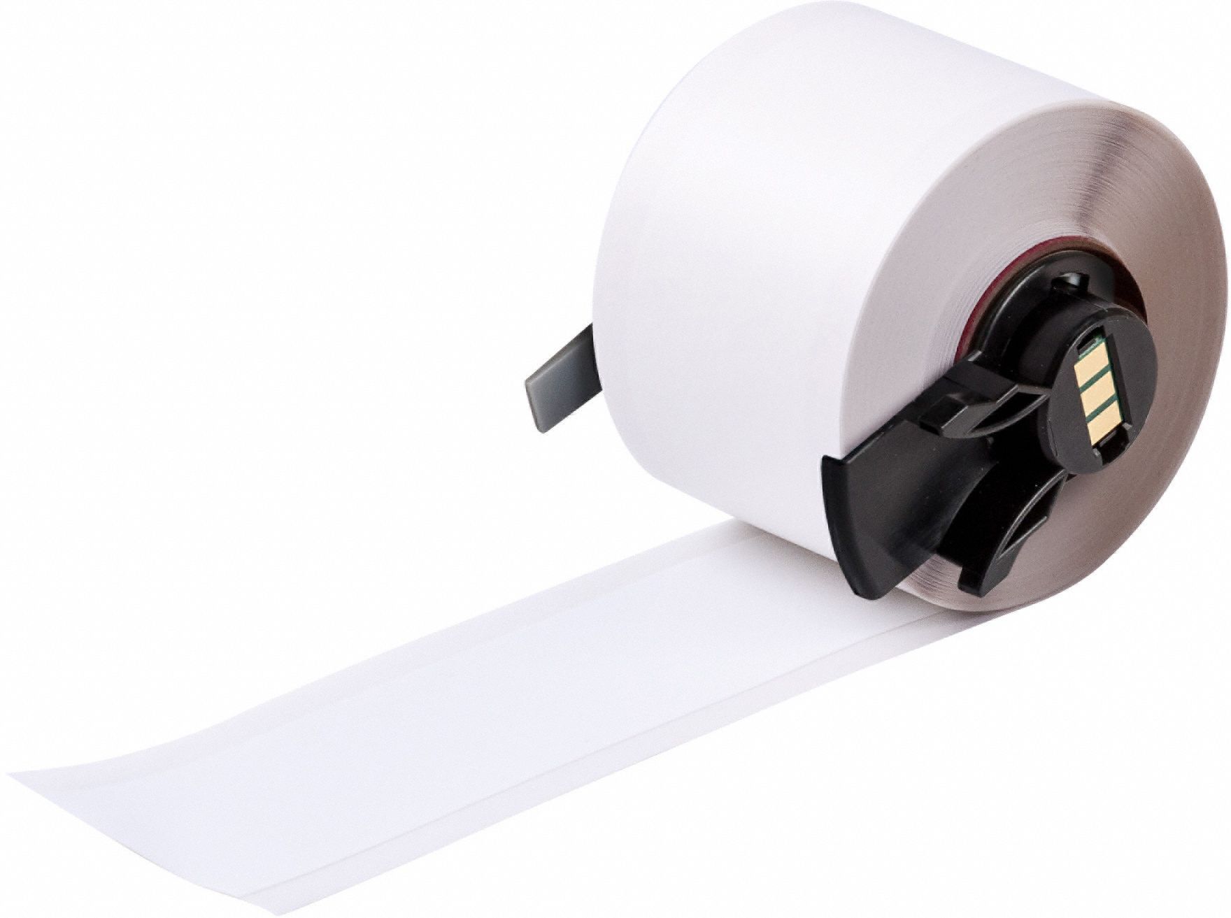 Continuous Label Stock: 1 19/64 in x 50 ft, Polyester, White (Gloss), Indoor