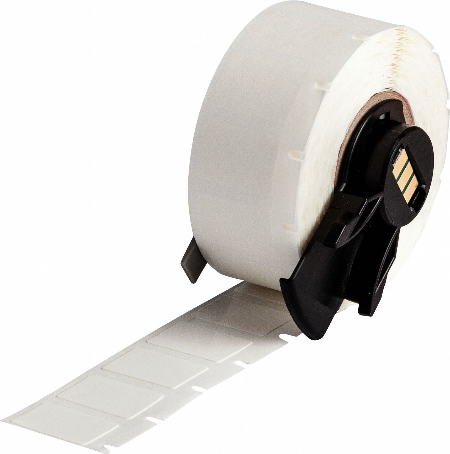 Pre-Cut Label Stock Roll: 3/4 in x 1/2 in, Acrylic, Aggressive Adhesive/Permanent Adhesive