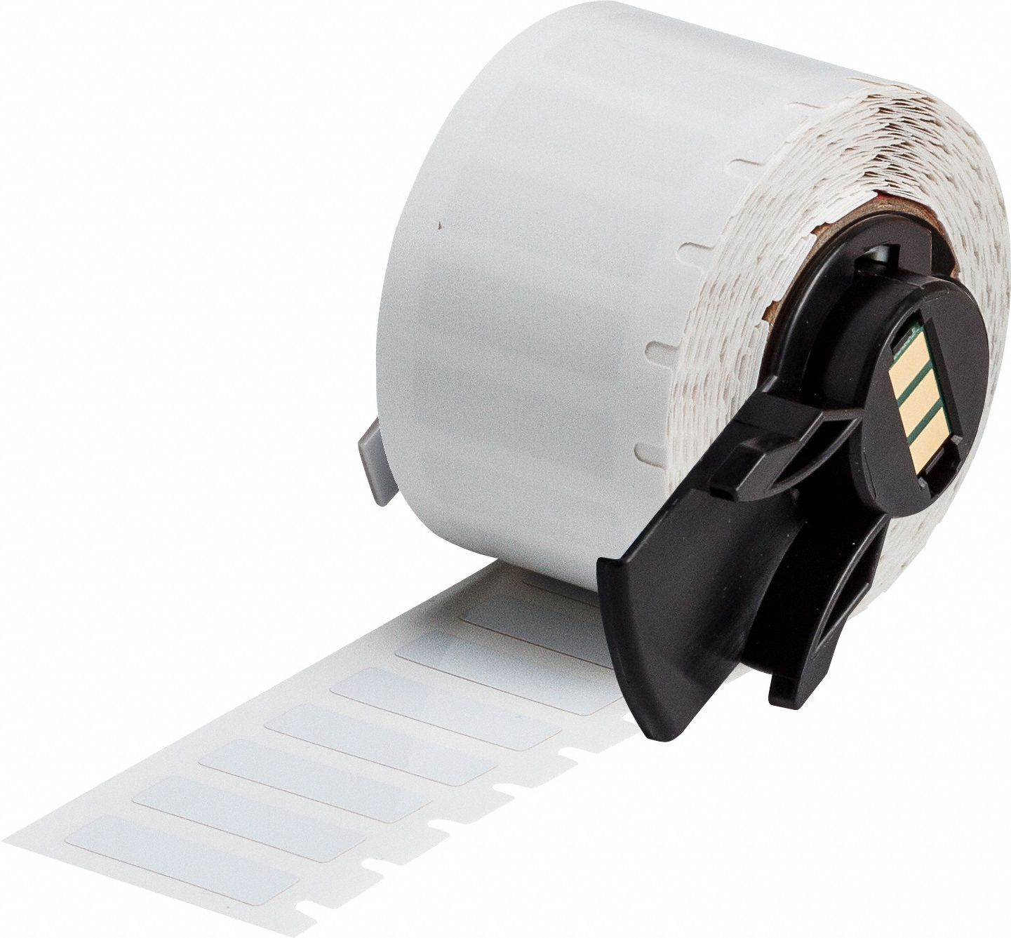 Pre-Cut Label Stock Roll: 1/4 in x 29/32 in, Acrylic, Aggressive Adhesive/Permanent Adhesive