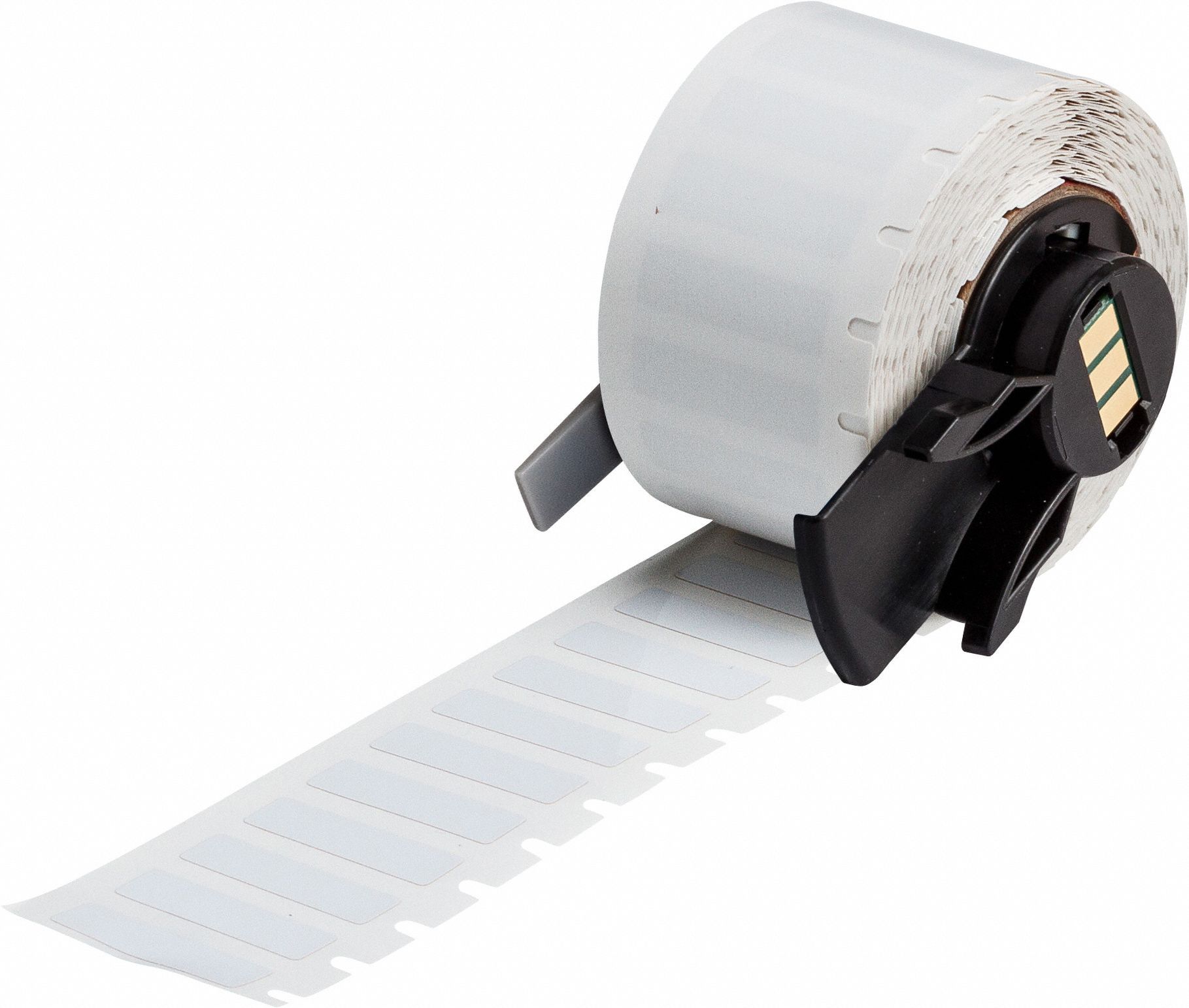 Pre-Cut Label Stock Roll: 1/4 in x 29/32 in, 29/32 in x 1/4 in, Polyimide, White (Matte)