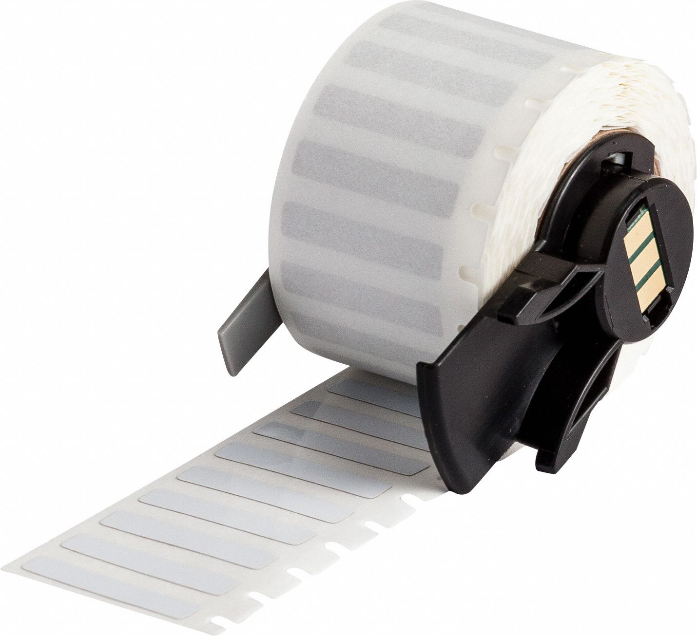 Pre-Cut Label Stock Roll: 3/16 in x 1 in, Acrylic, Aggressive Adhesive/Permanent Adhesive